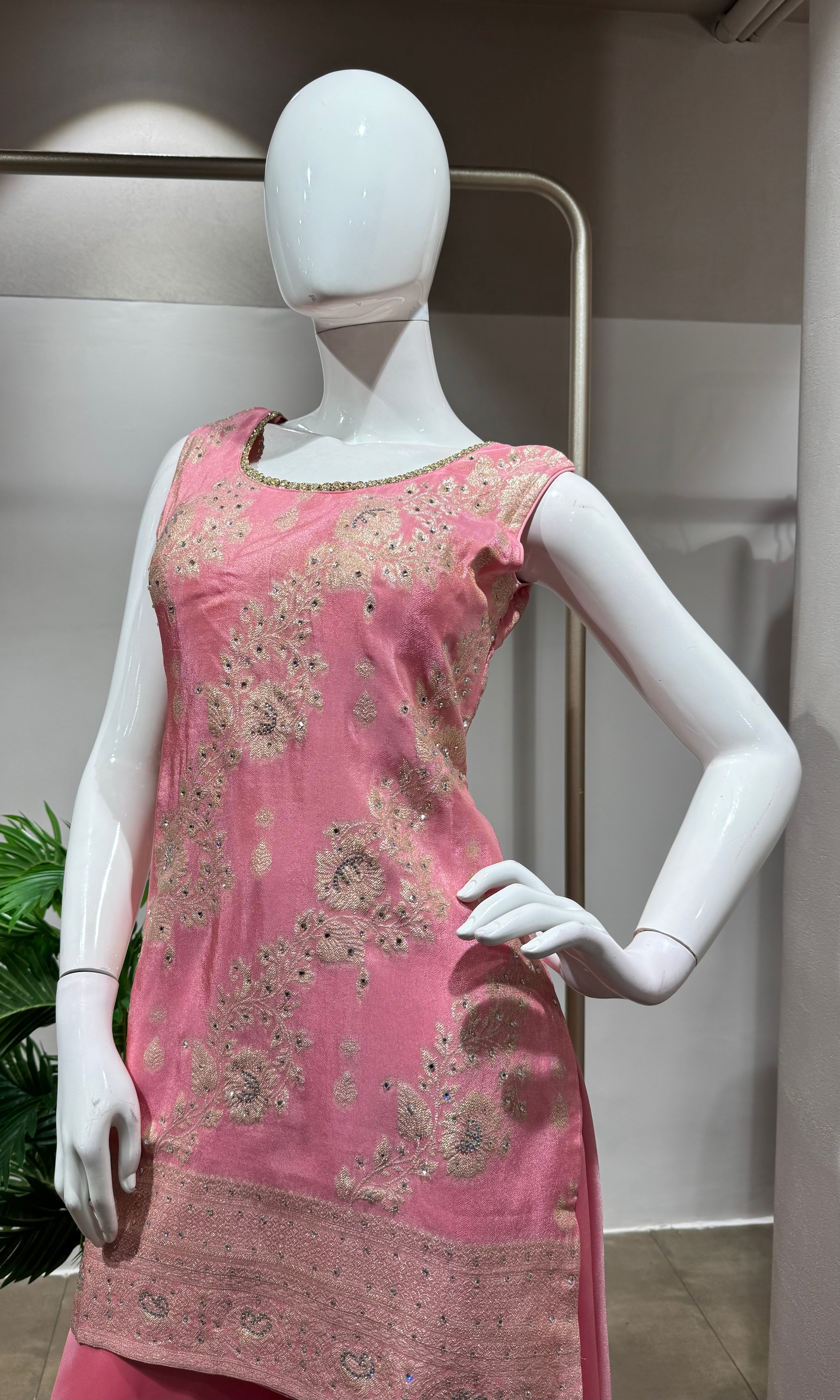 Pink Designer Beadwork Kurti SHARARA Set