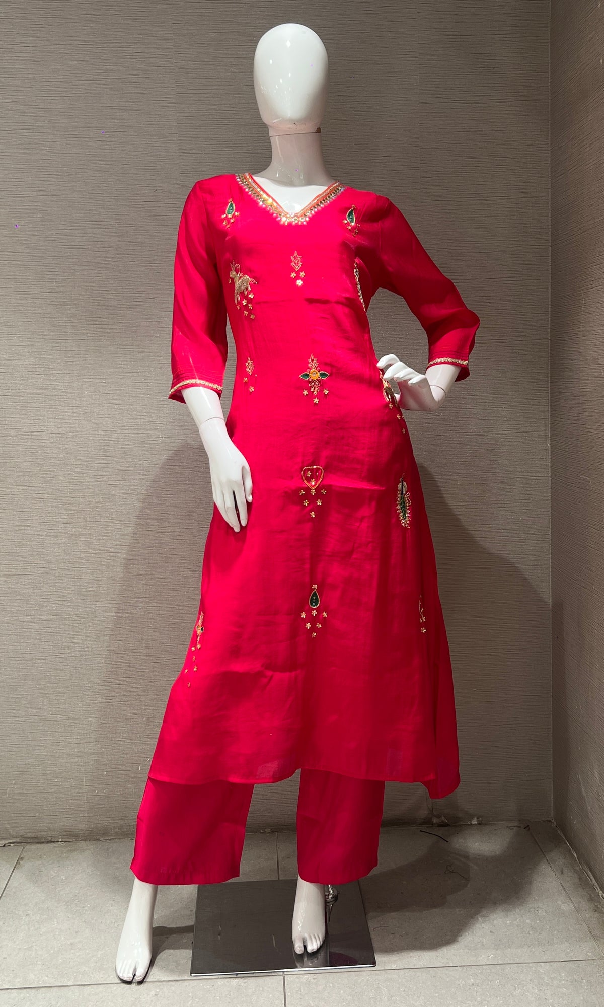 Rani pink kurta set