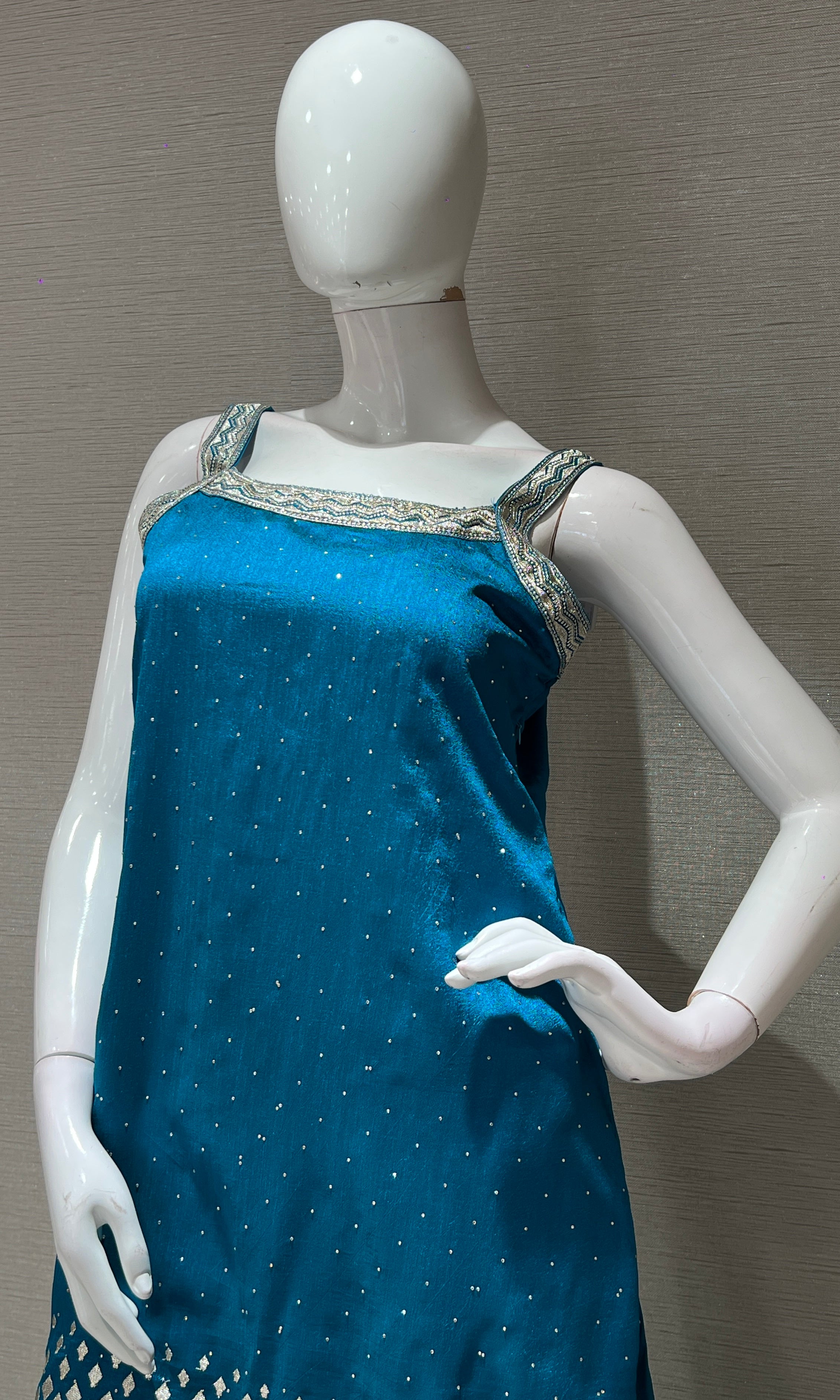 RAMA blue embroidered kurti sharara set