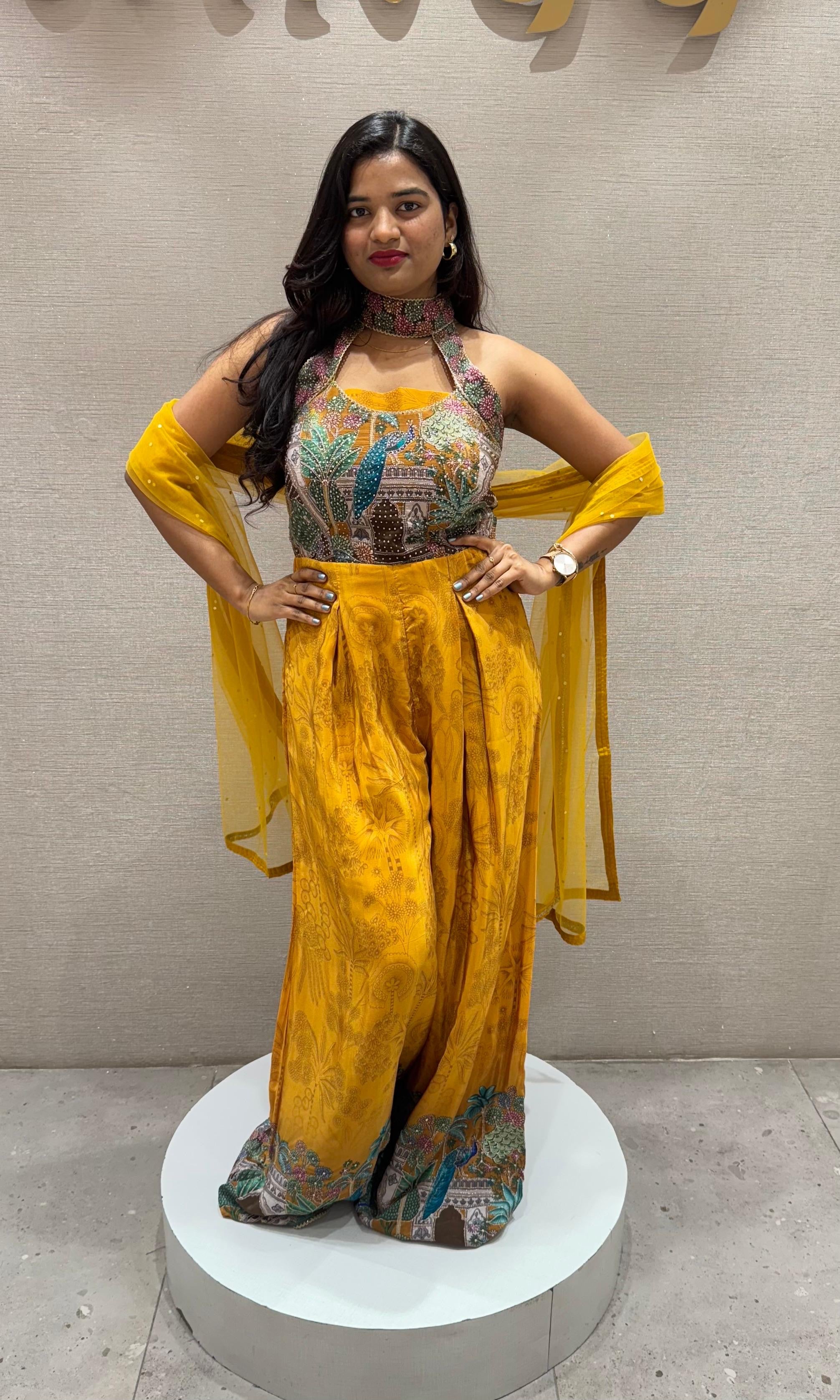 Mustard yellow PEACOCK JUMPSUIT
