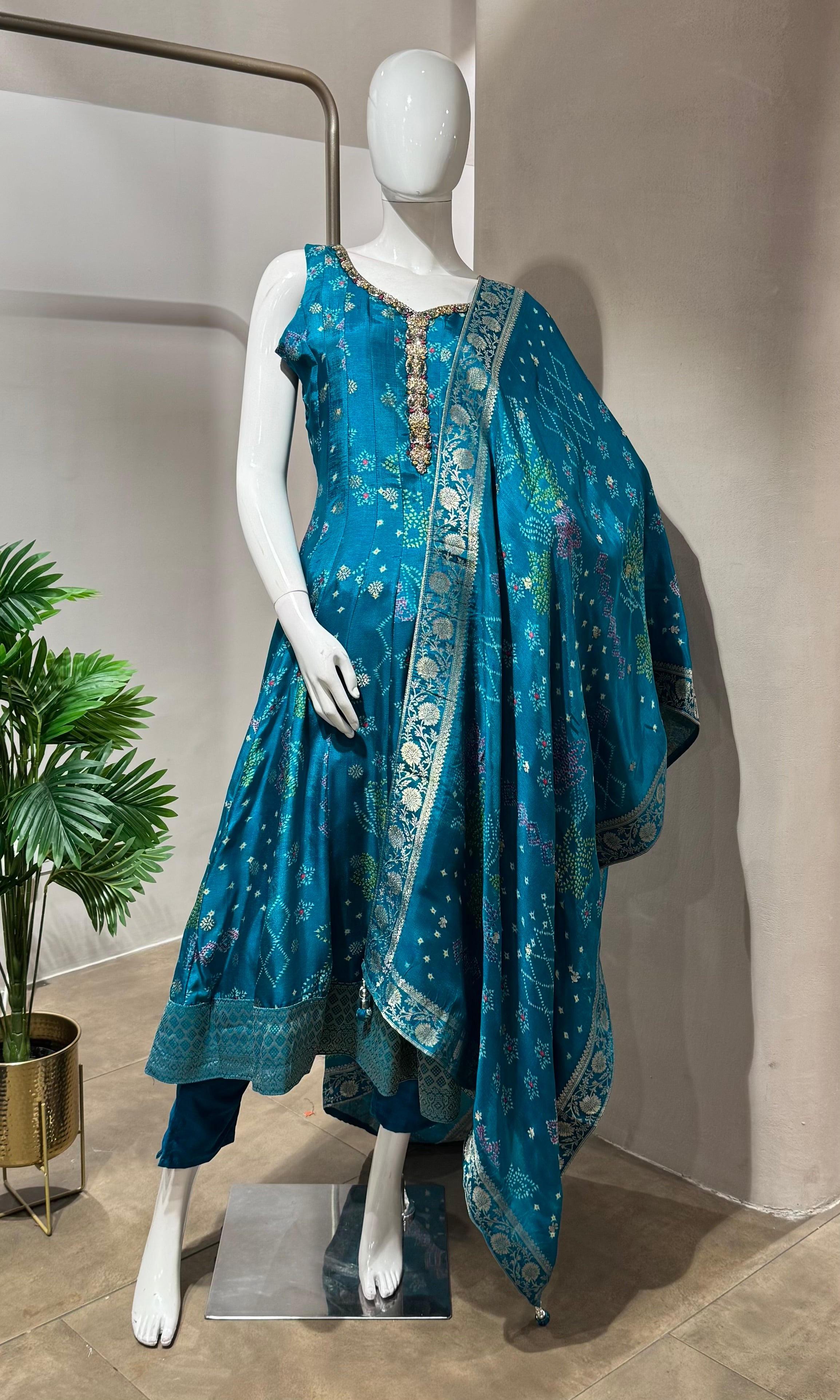RAMA BLUE ANARKALI SET