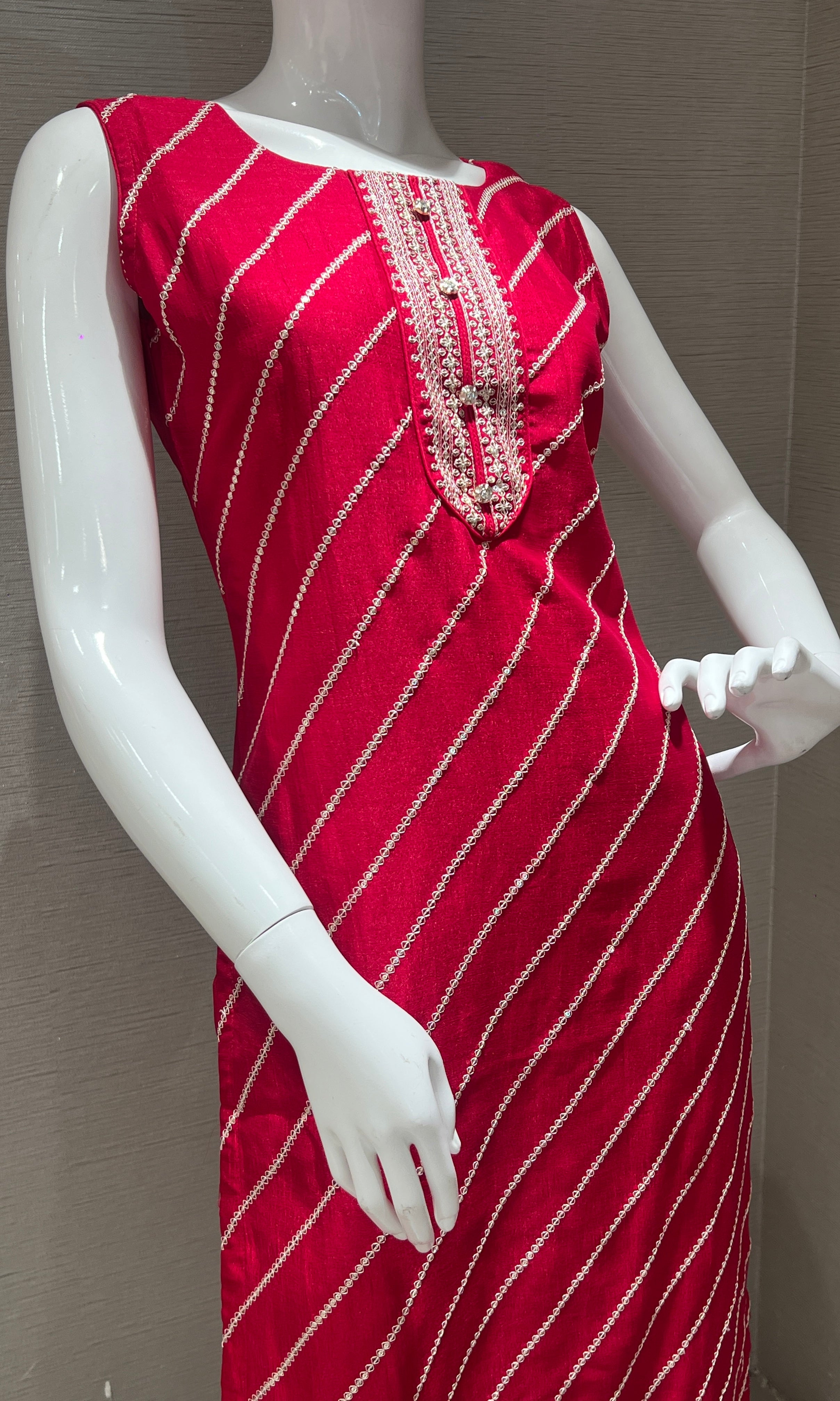 pink embroidered kurta set