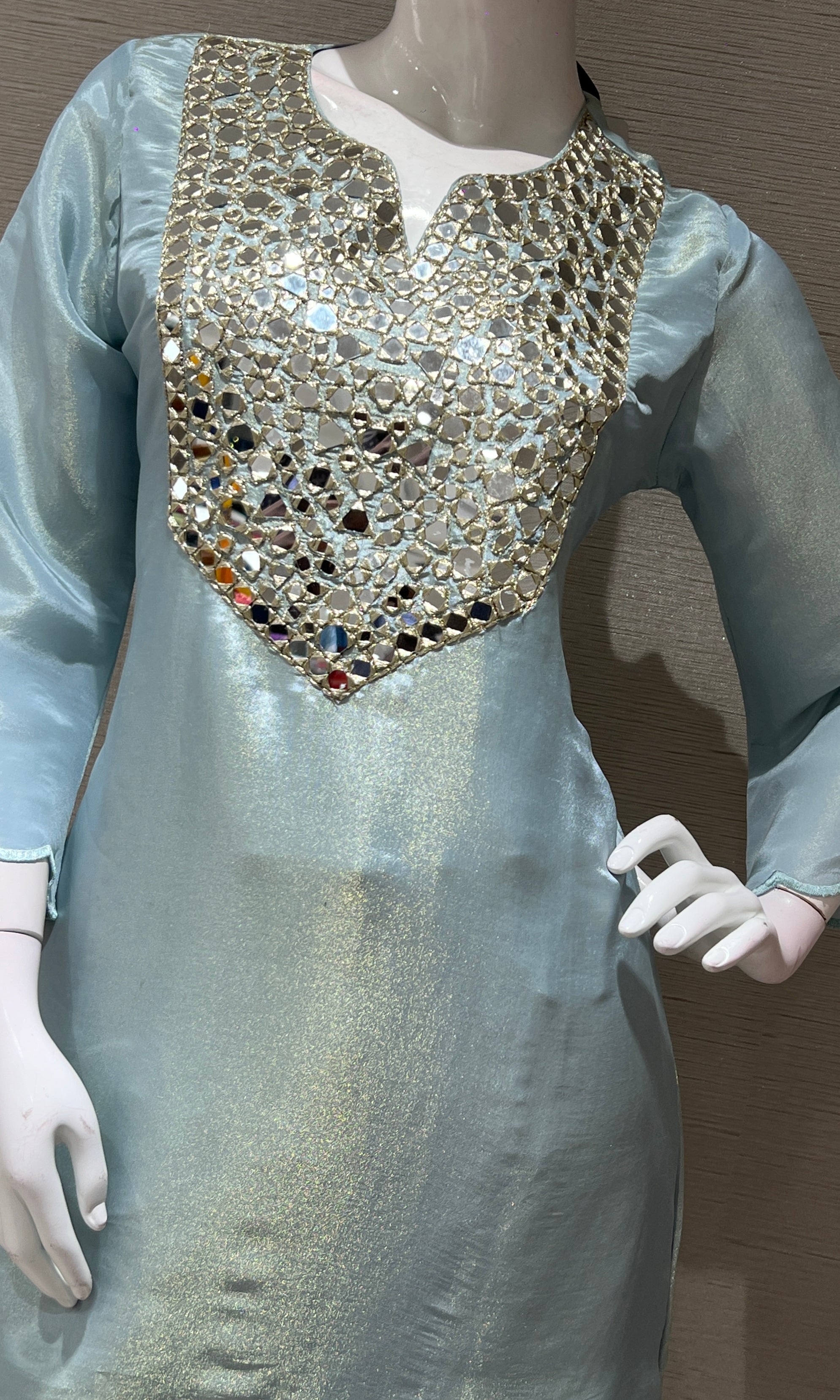 SEA BLUE MIRROR EMBELLISHED CORD SET