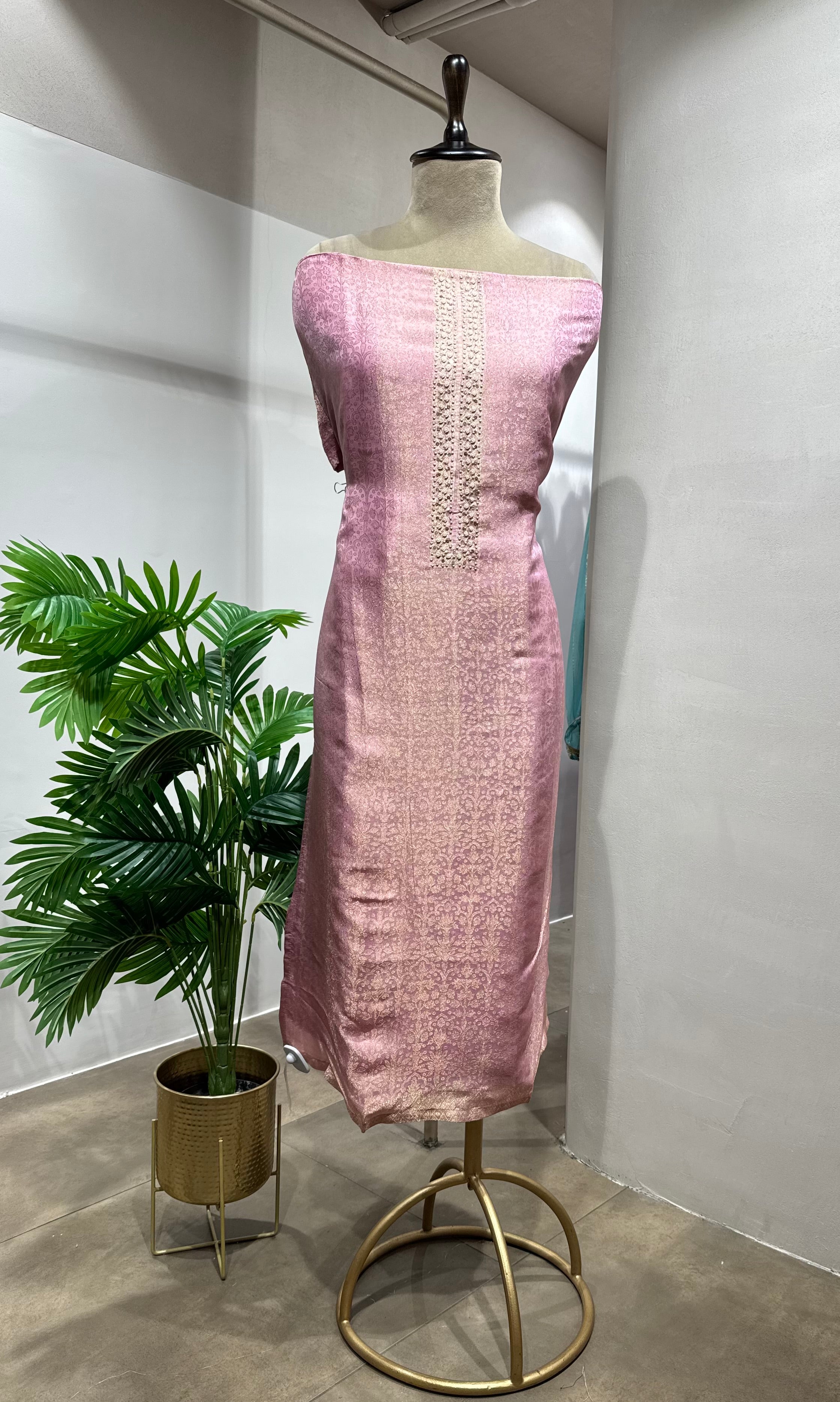 LAVENDER Banarasi Silk DRESS MATERIAL