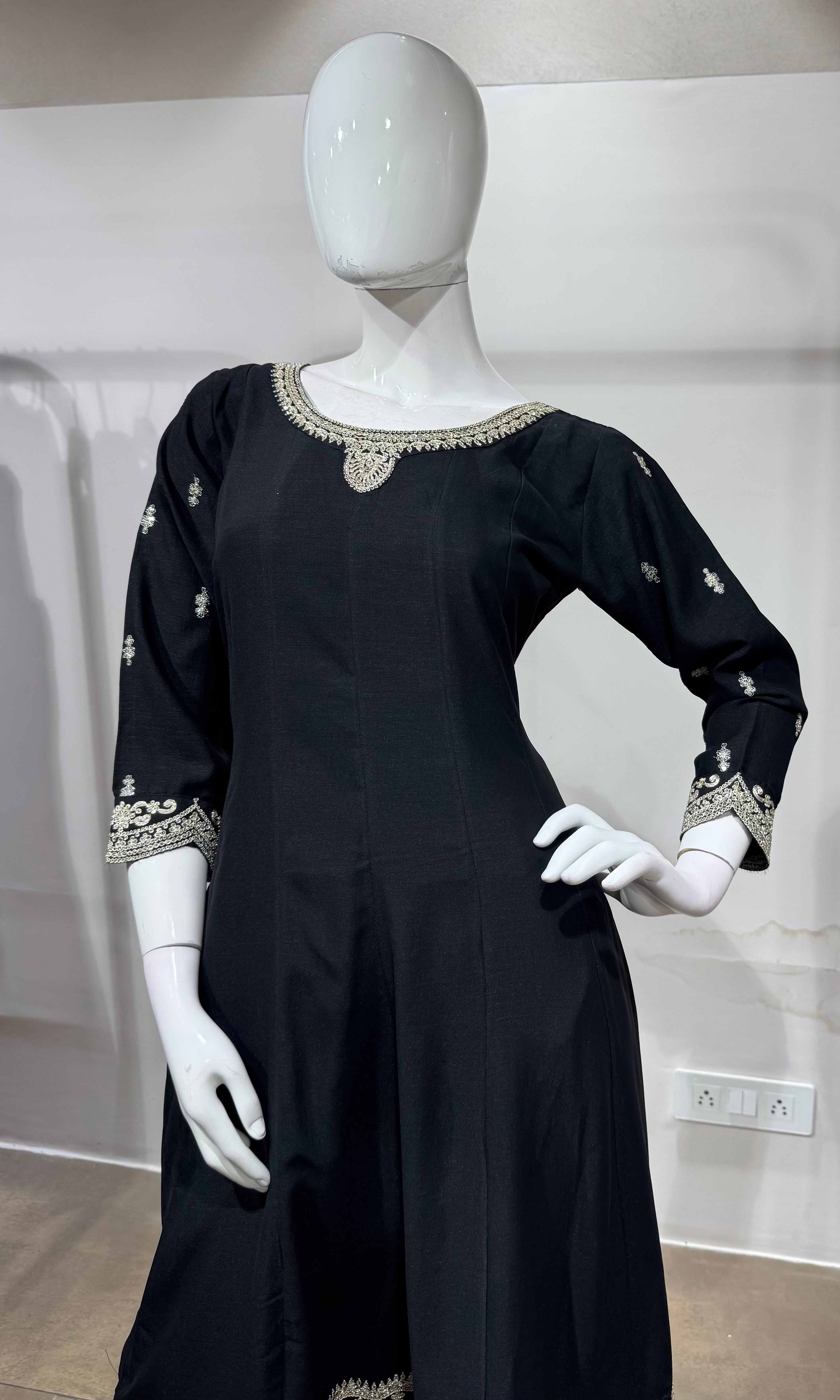 Black & Silver Georgette Anarkali Ensemble