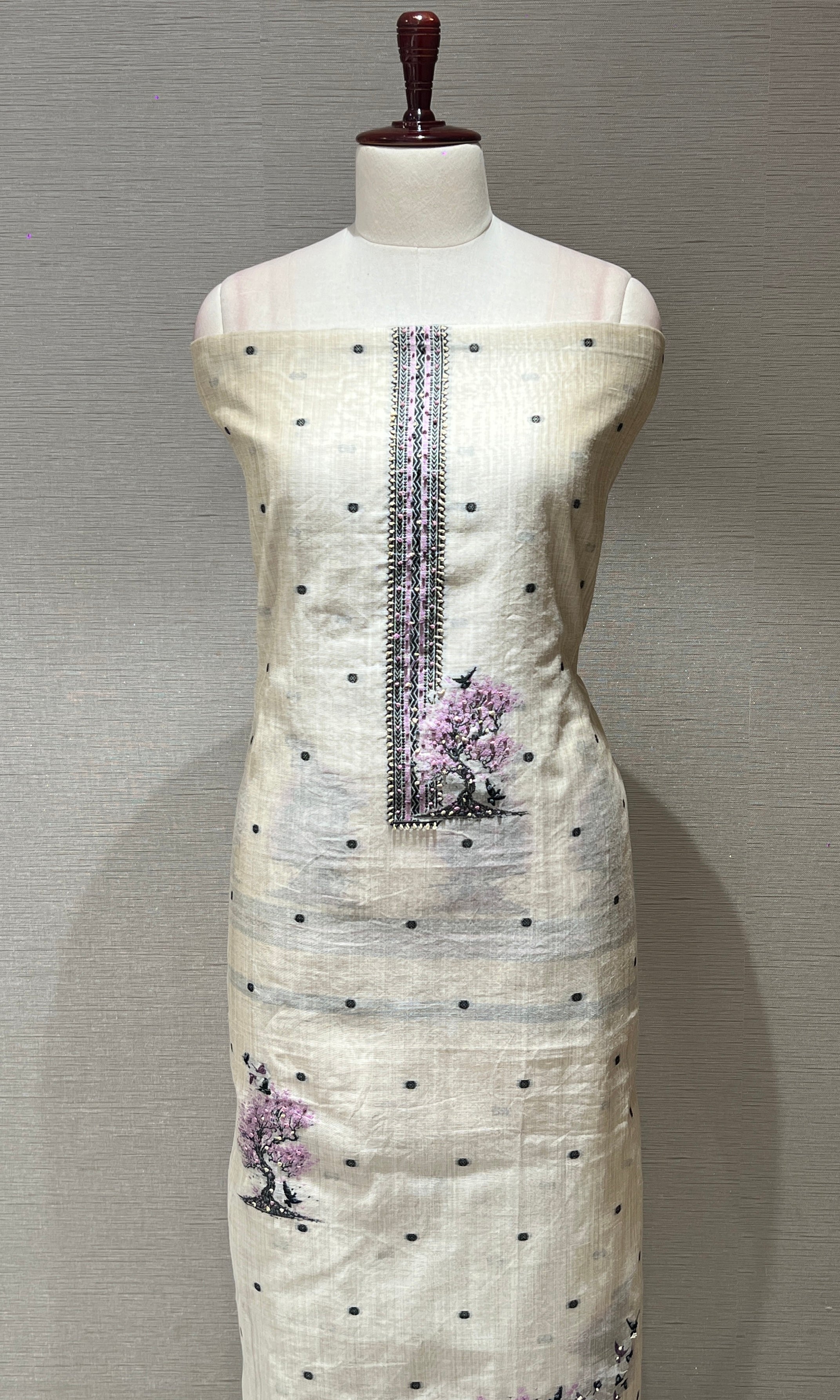 Purple Floral Embroidered dress material