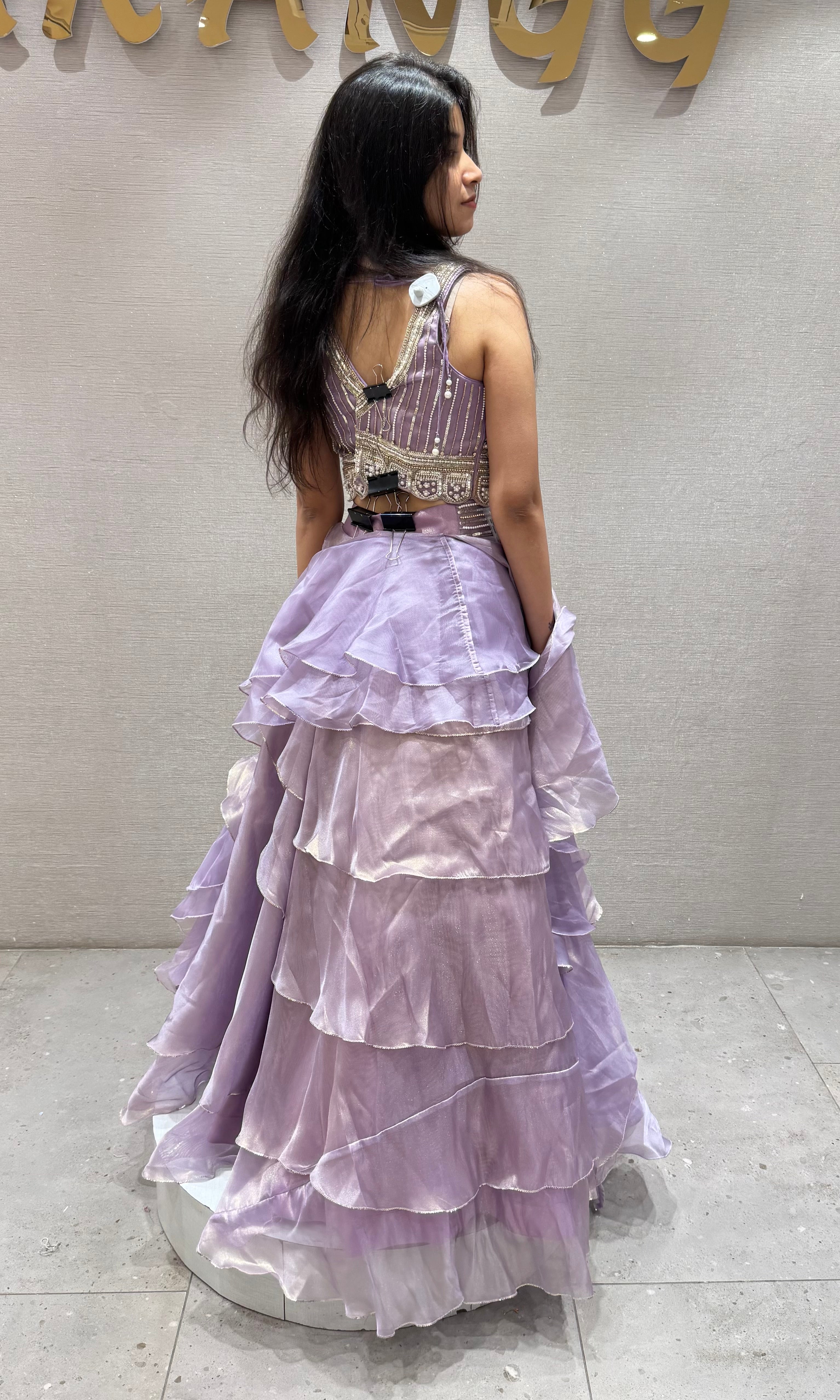 LILAC ruffled lehenga set WITH ELEGANT BLOUSE