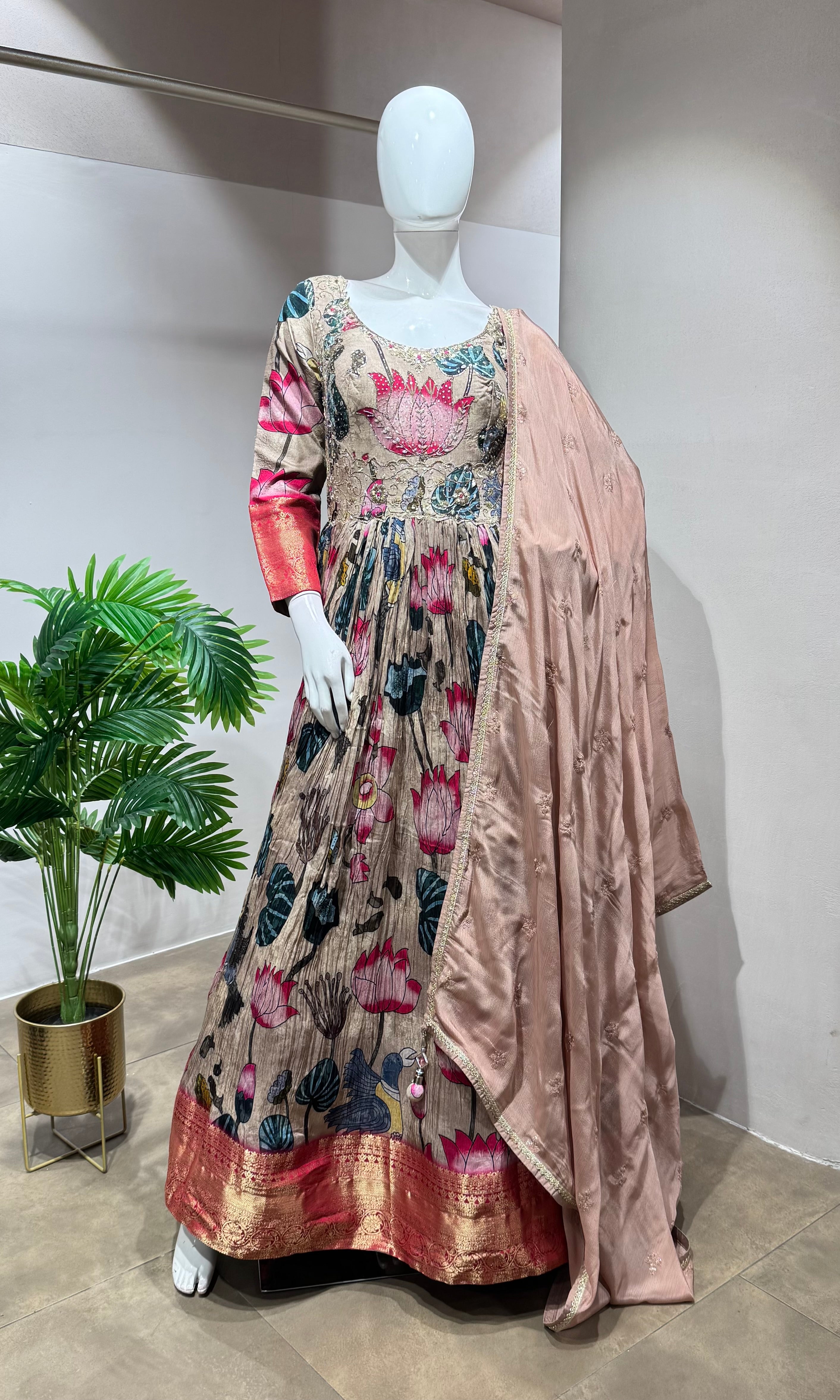 Multi FLORAL kalamkari Anarkali