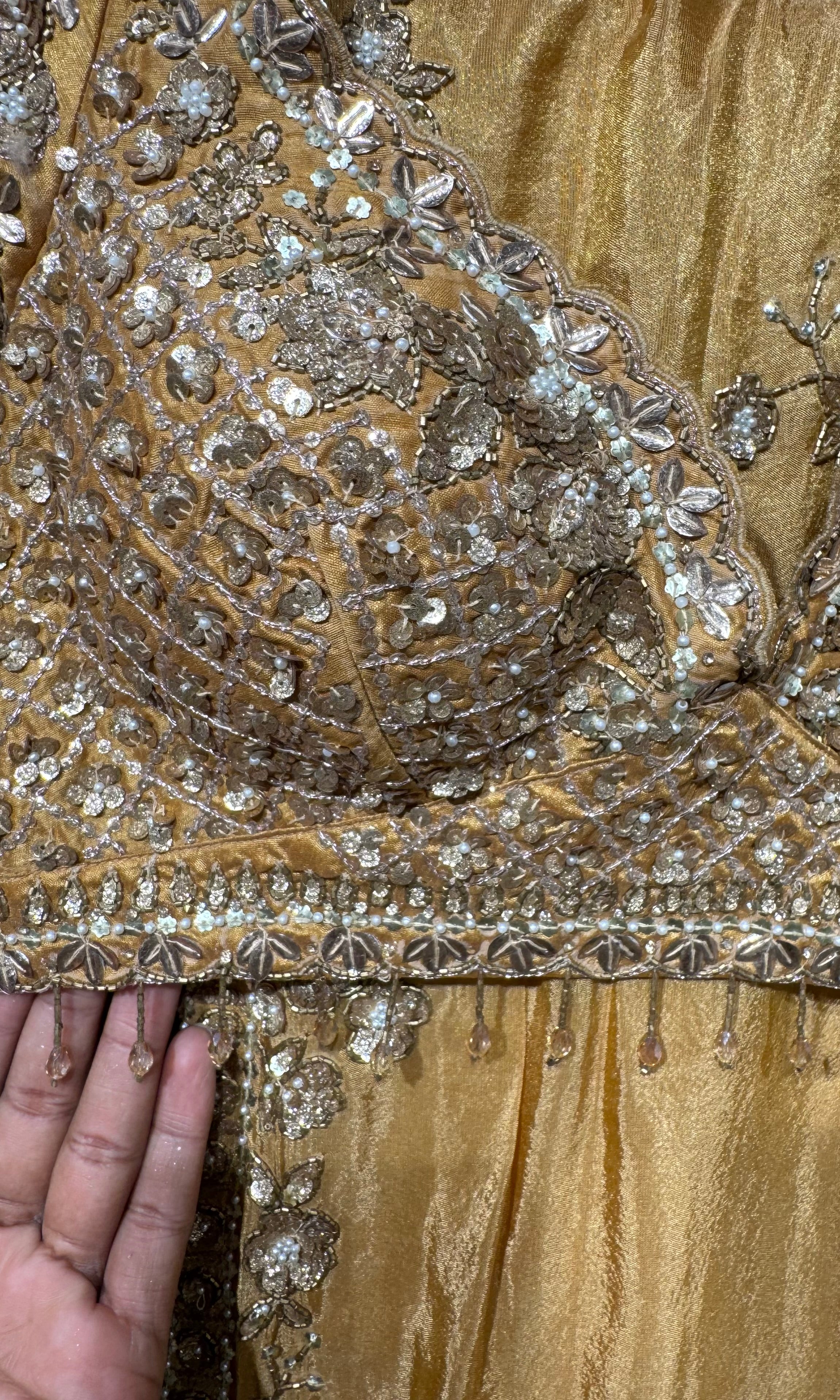 Sandel Zari and Sequin Work Bridal SAREE