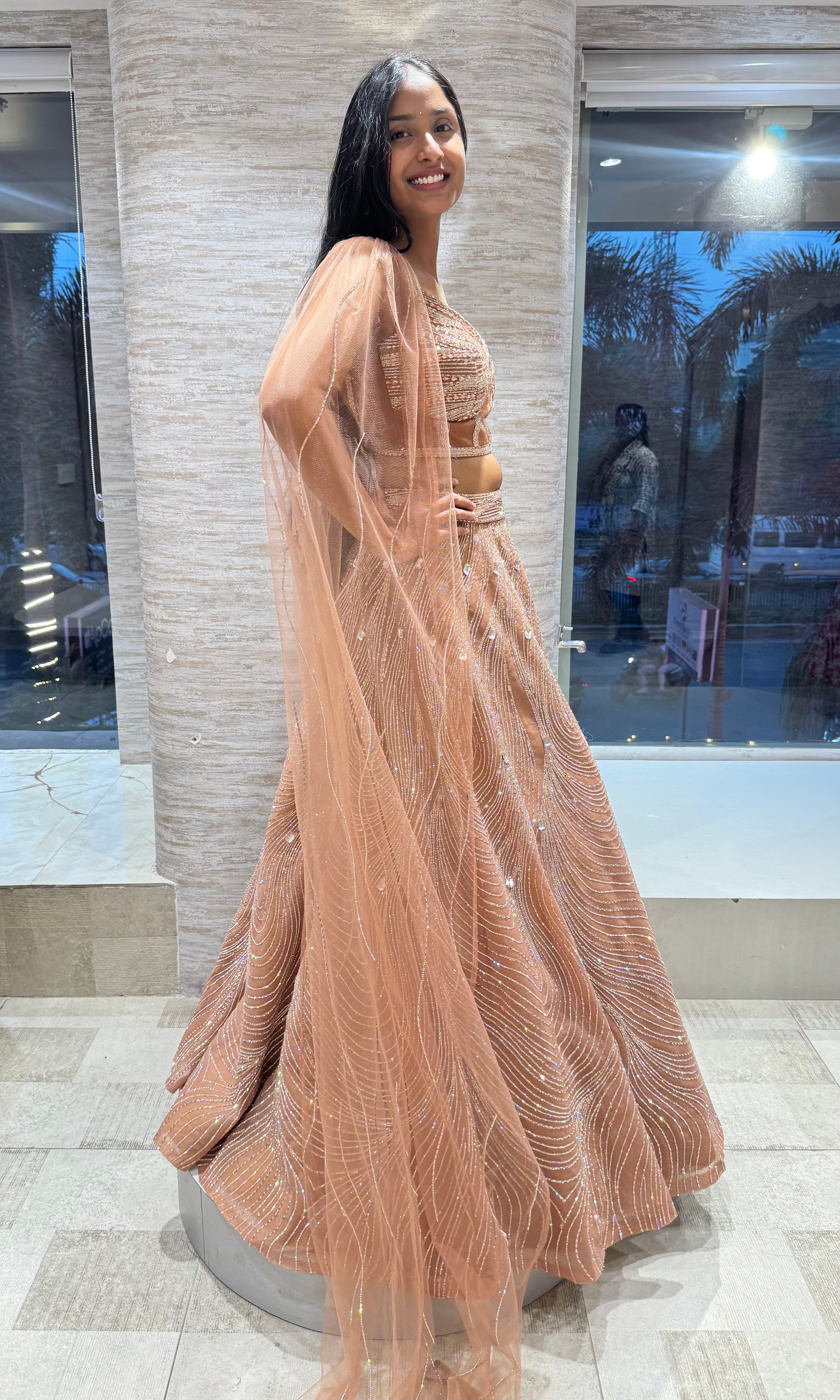 Honey Gold Crystal Lehenga