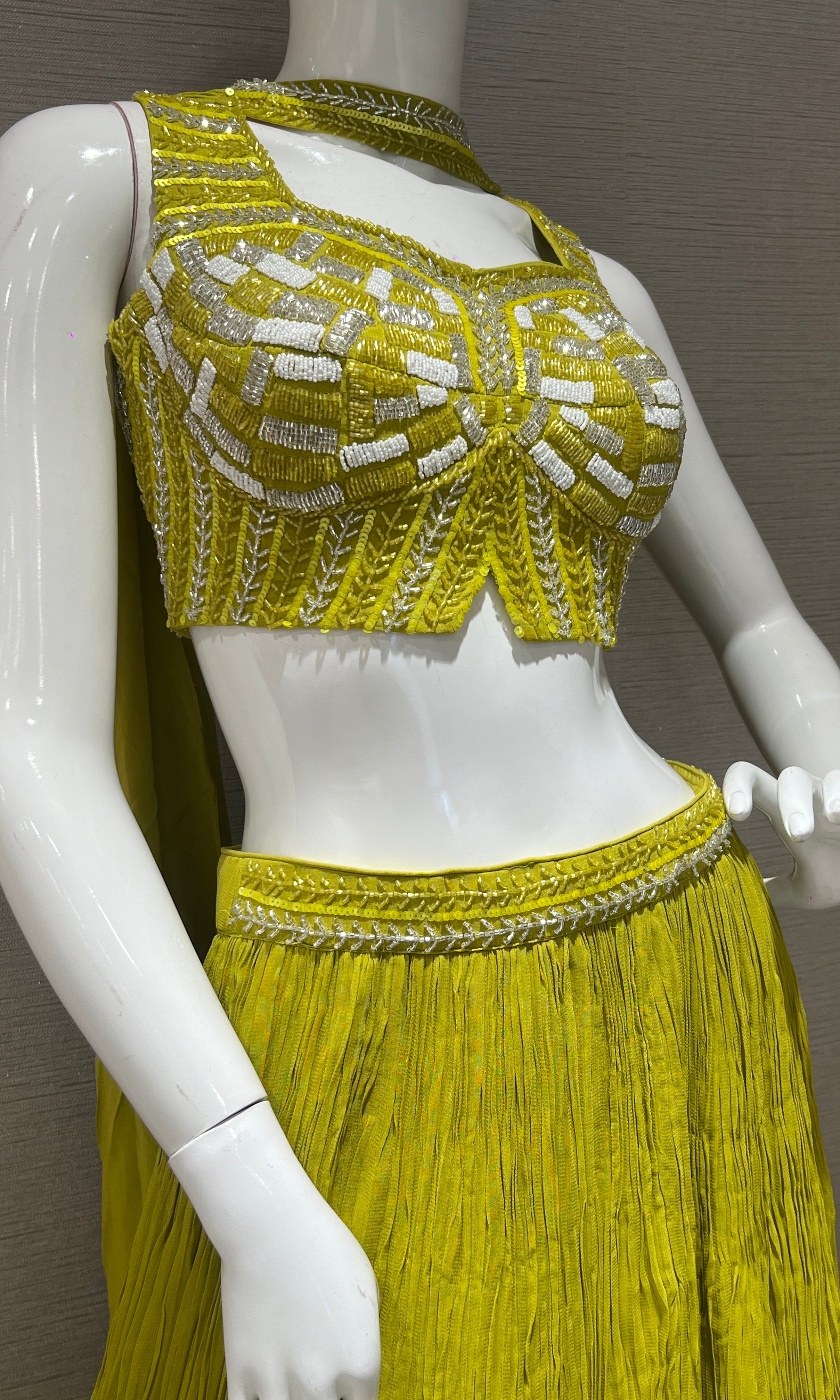 Mehendi green croptop Lehenga