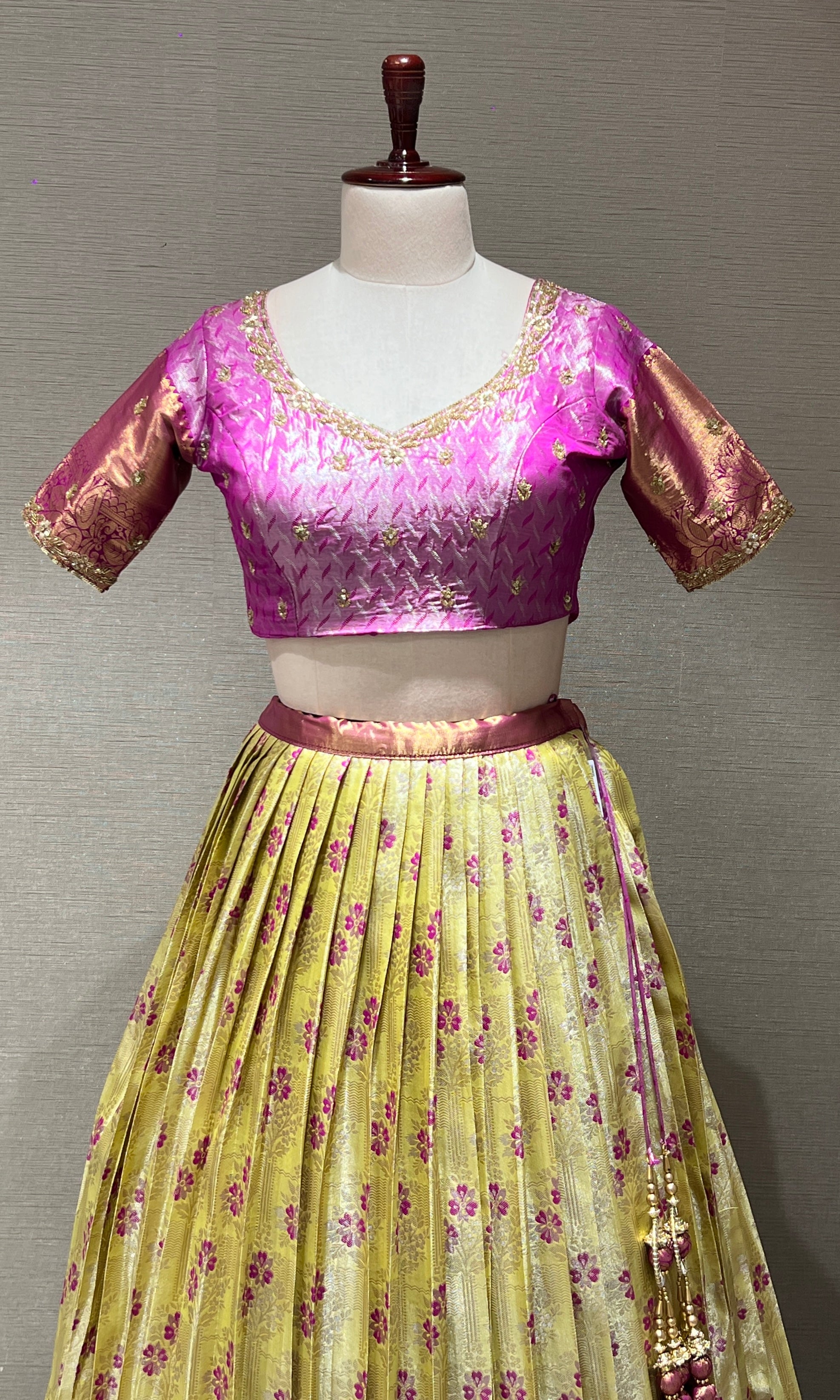 PINK Banarasi LEHENGA WITH Floral Weave