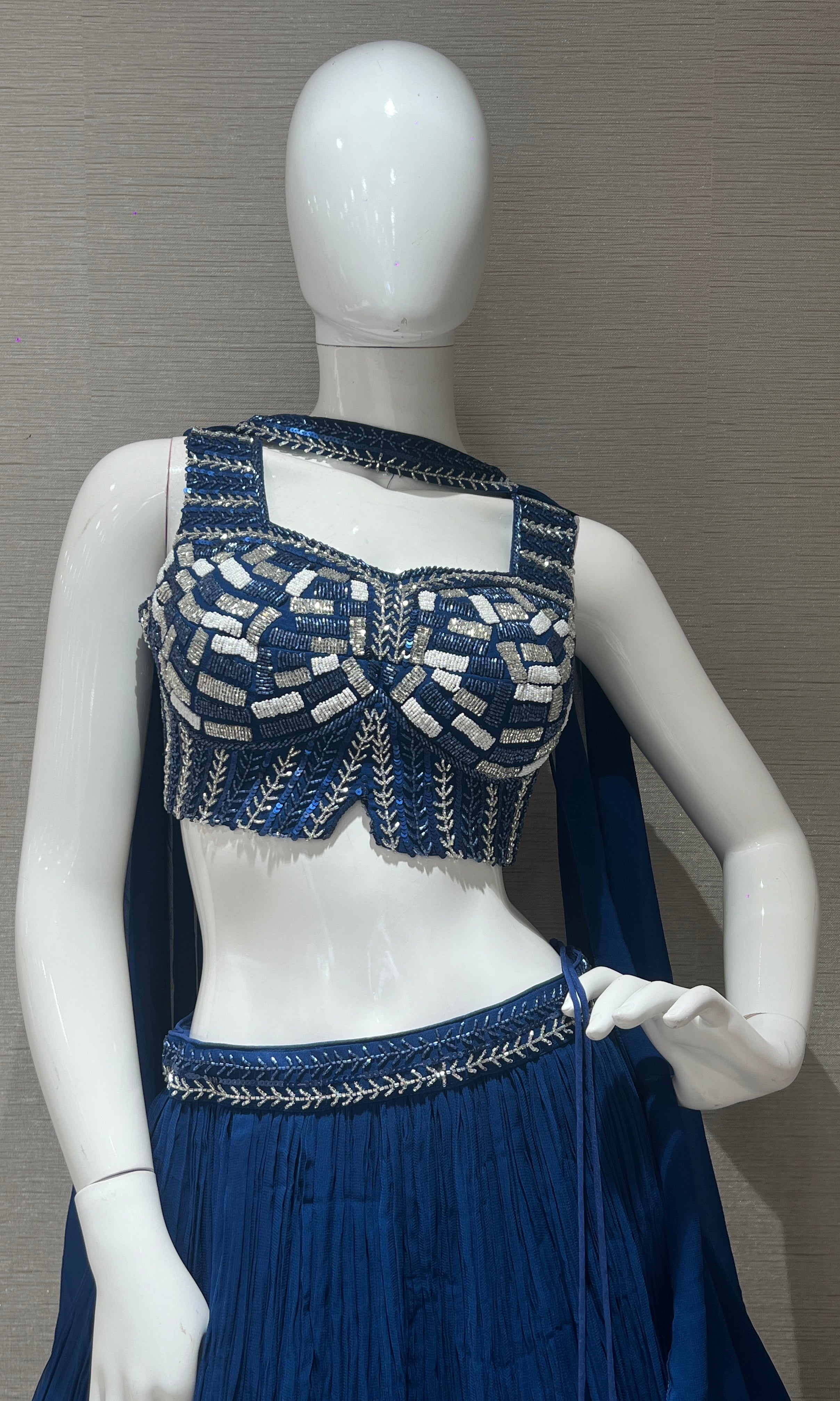 Blue crop top lehenga