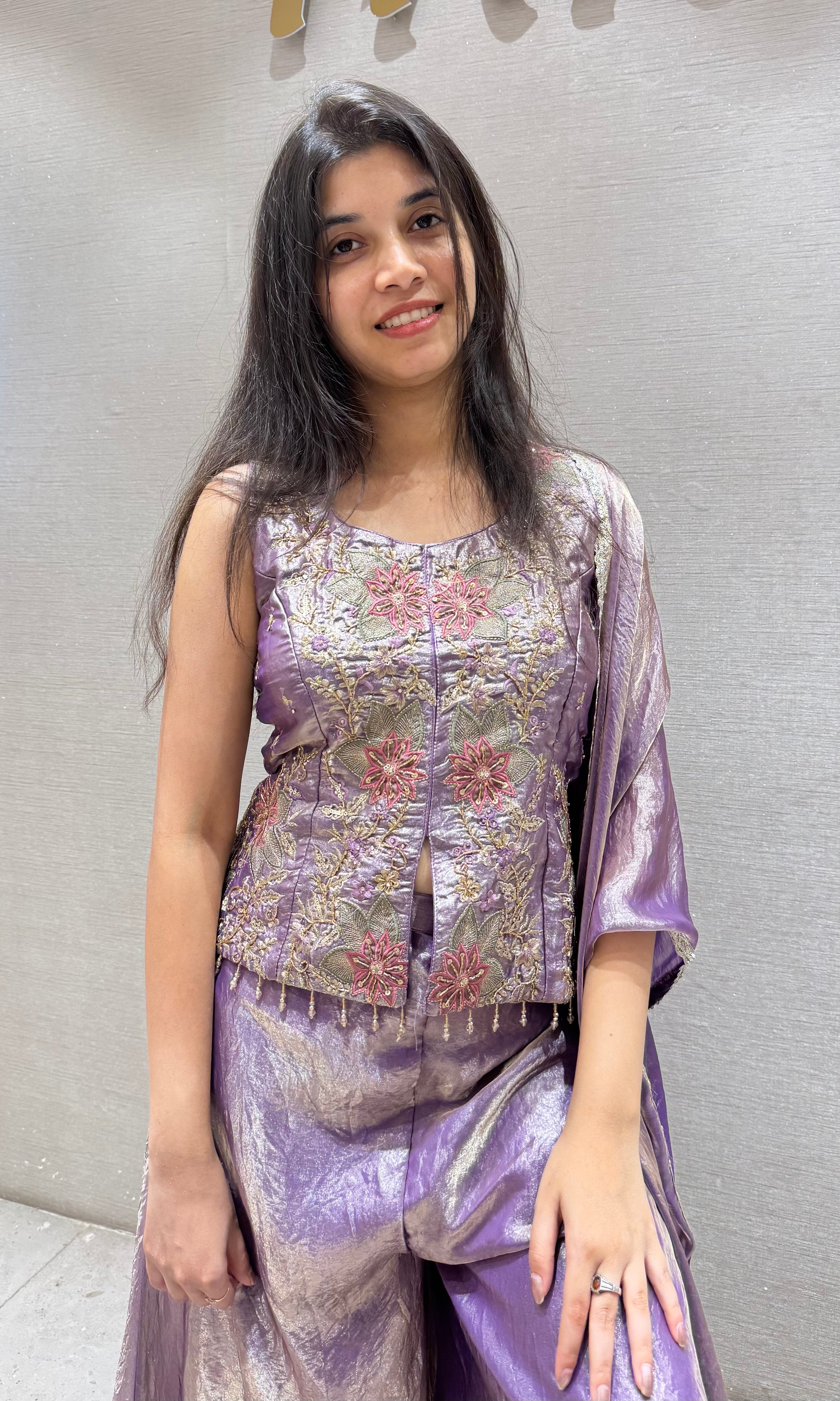PURPLE Blossom Tissue Palazzo Set