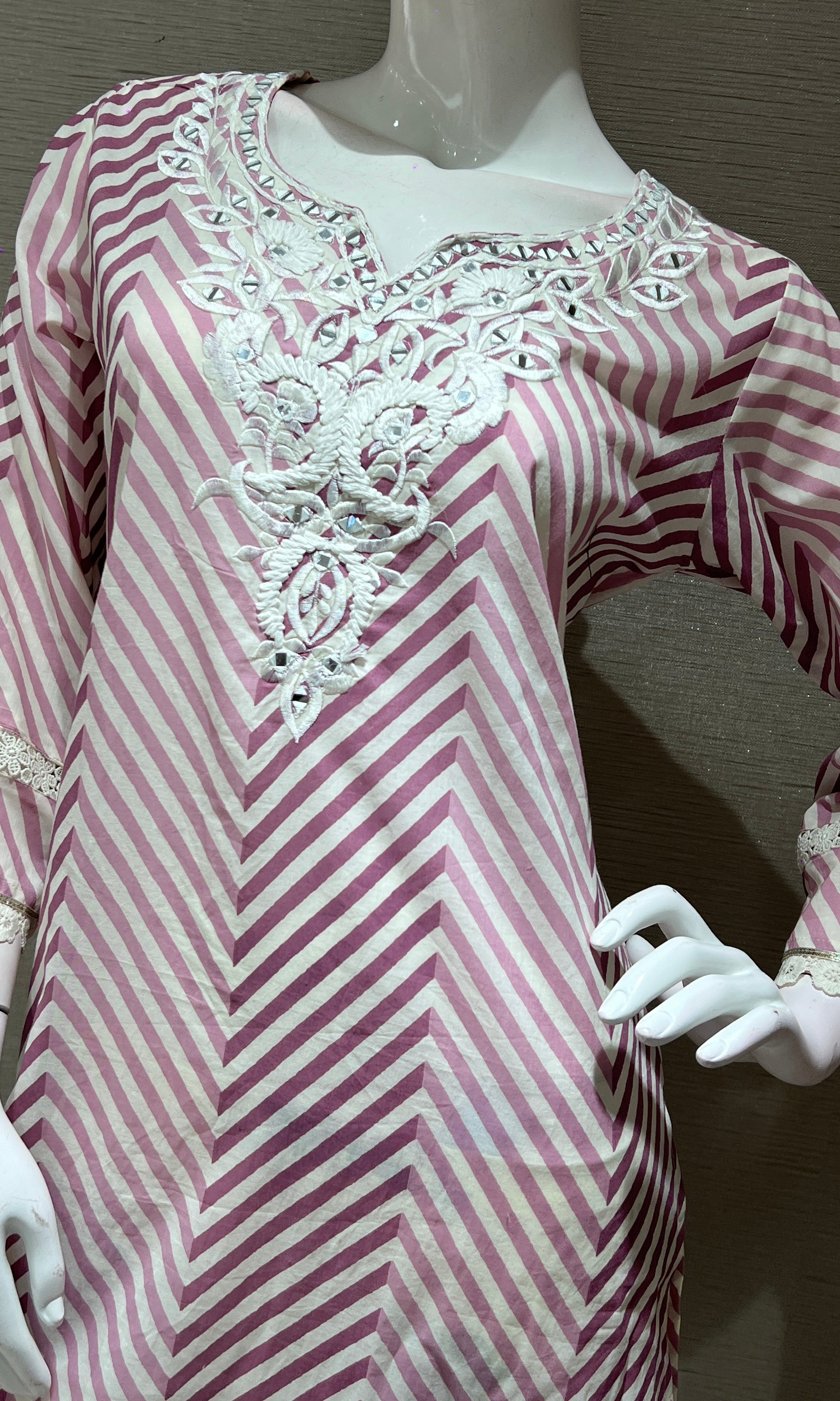 Light purple LEHARIYA ZIG ZAG kurta set