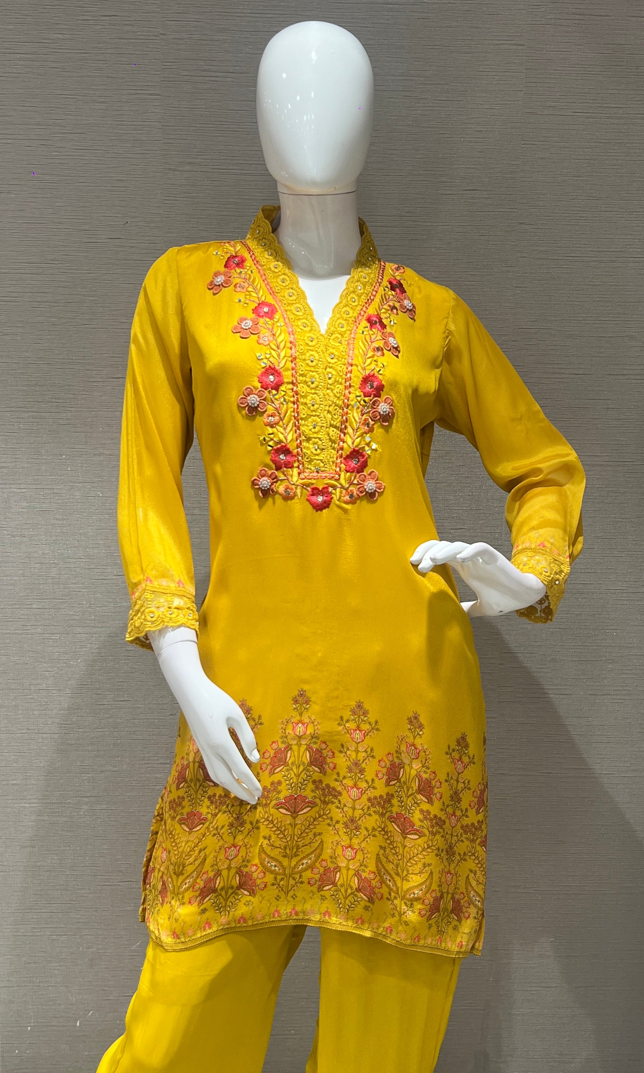 Yellow Floral cord set