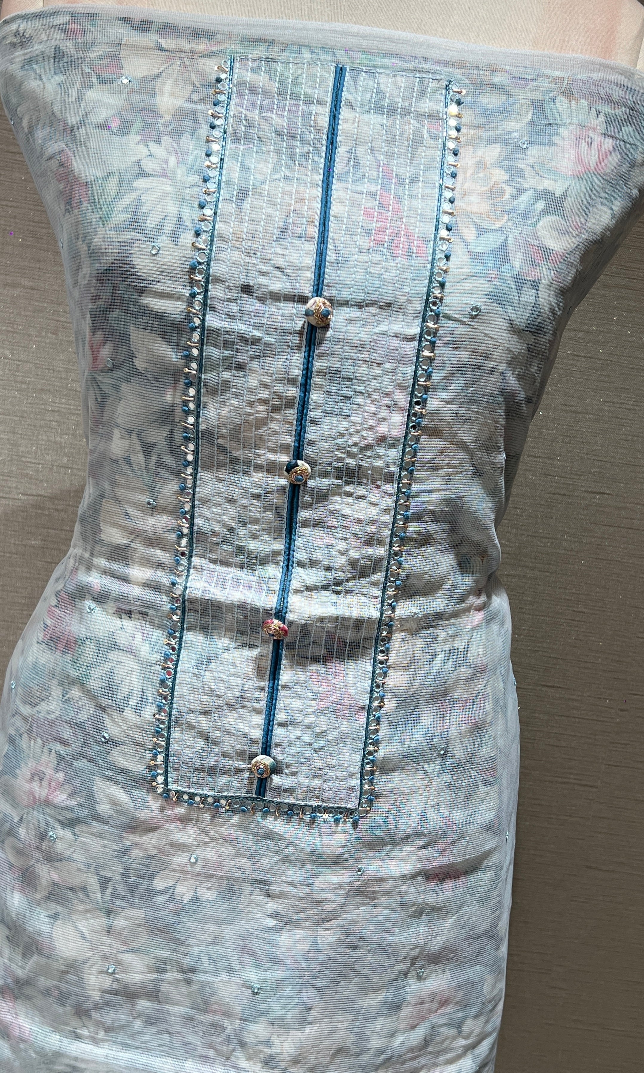 Light blue dress material