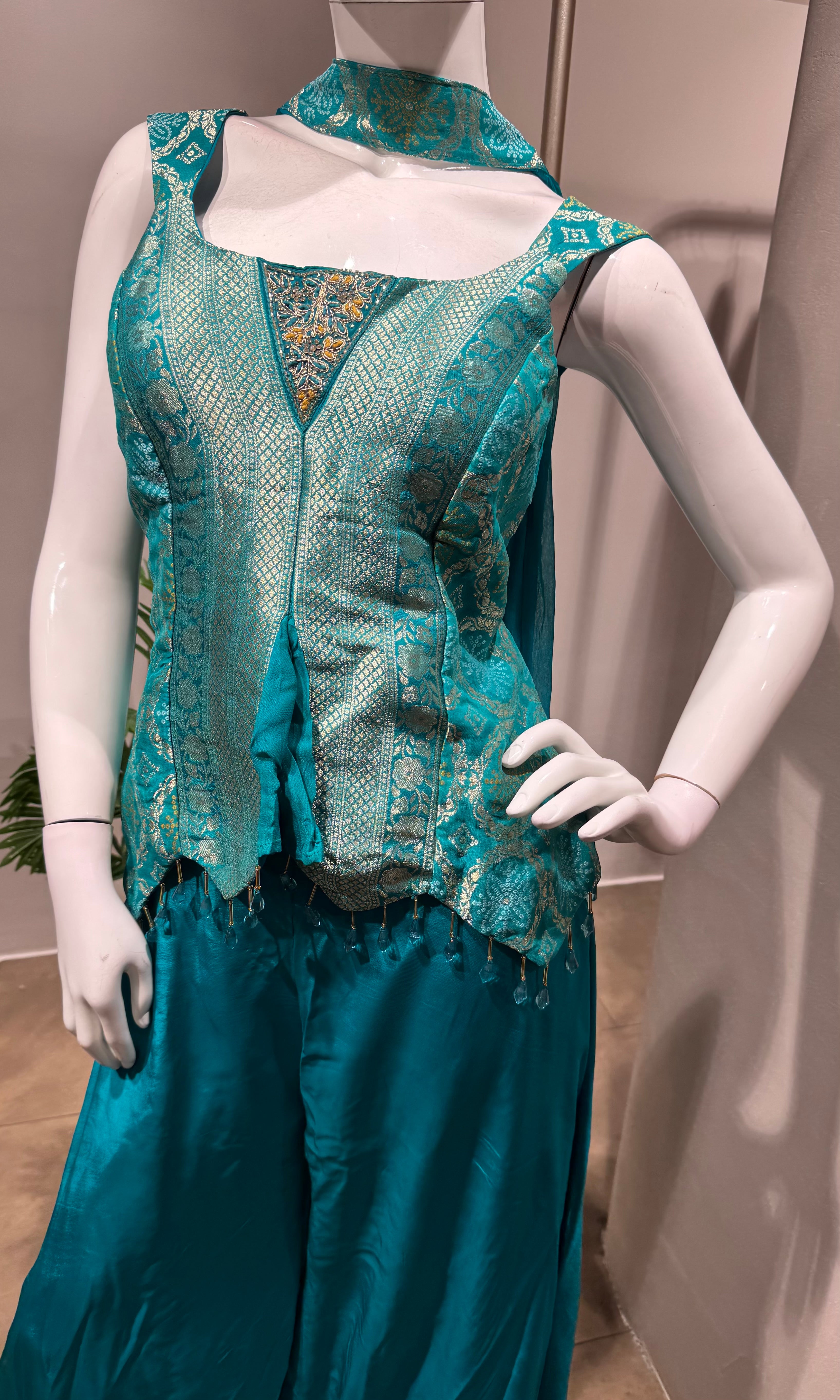 RAMA TISSUE CORSET BLOUSE WITH PALAZZO SET
