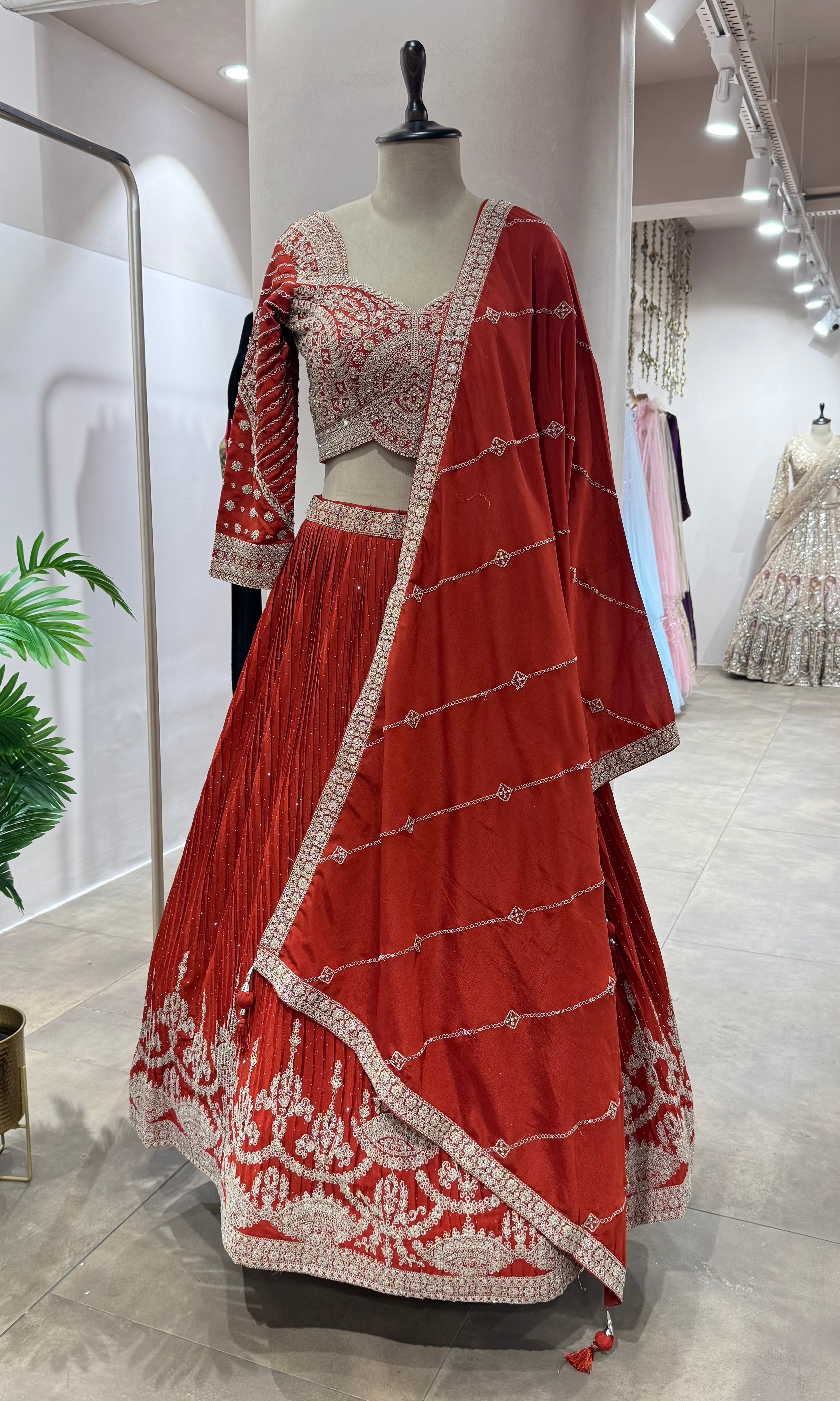 Rust Orange Royal Elegance Lehenga