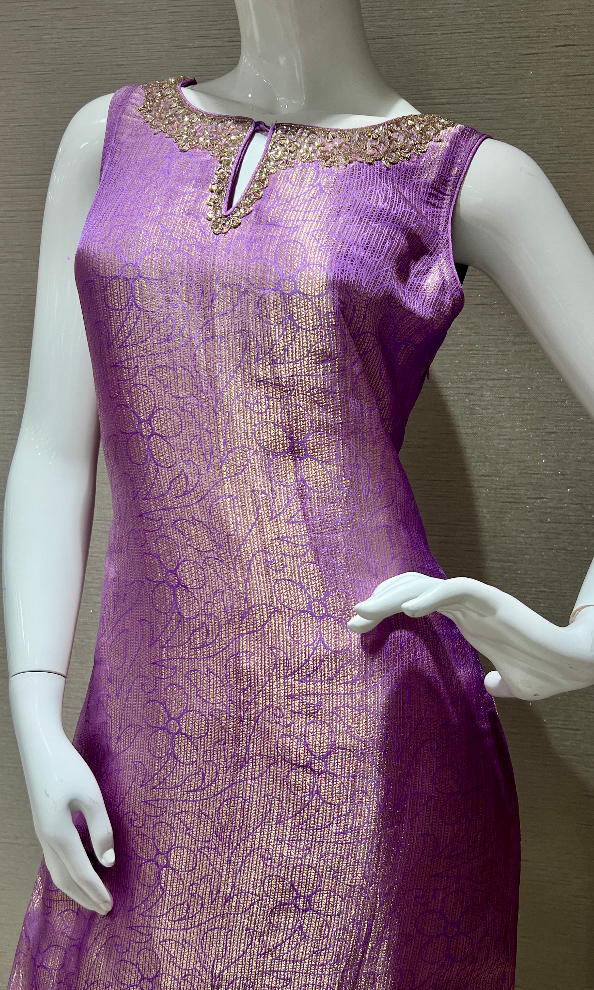 Lilac gold embroidered kurta set