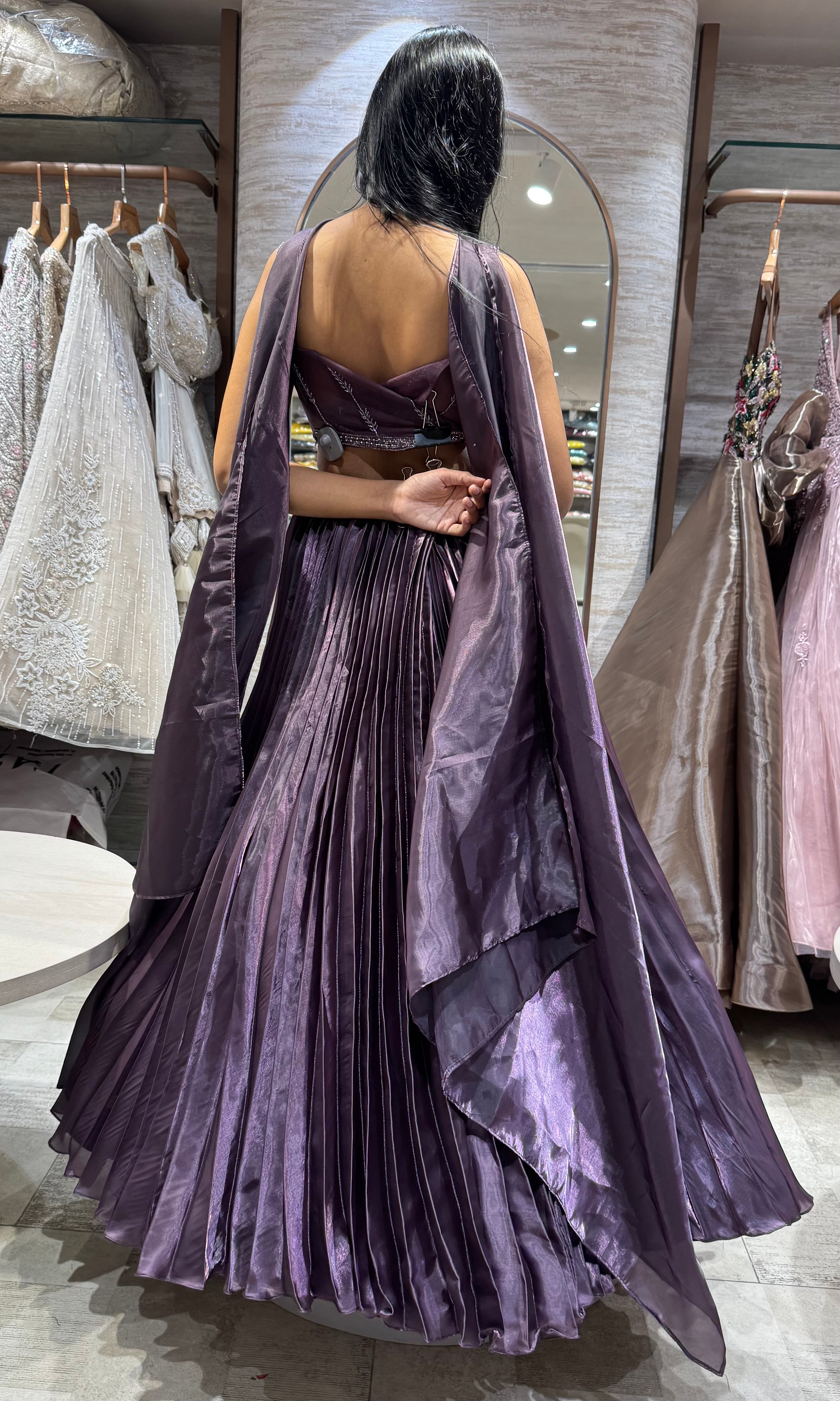 purple plum embellished lehenga