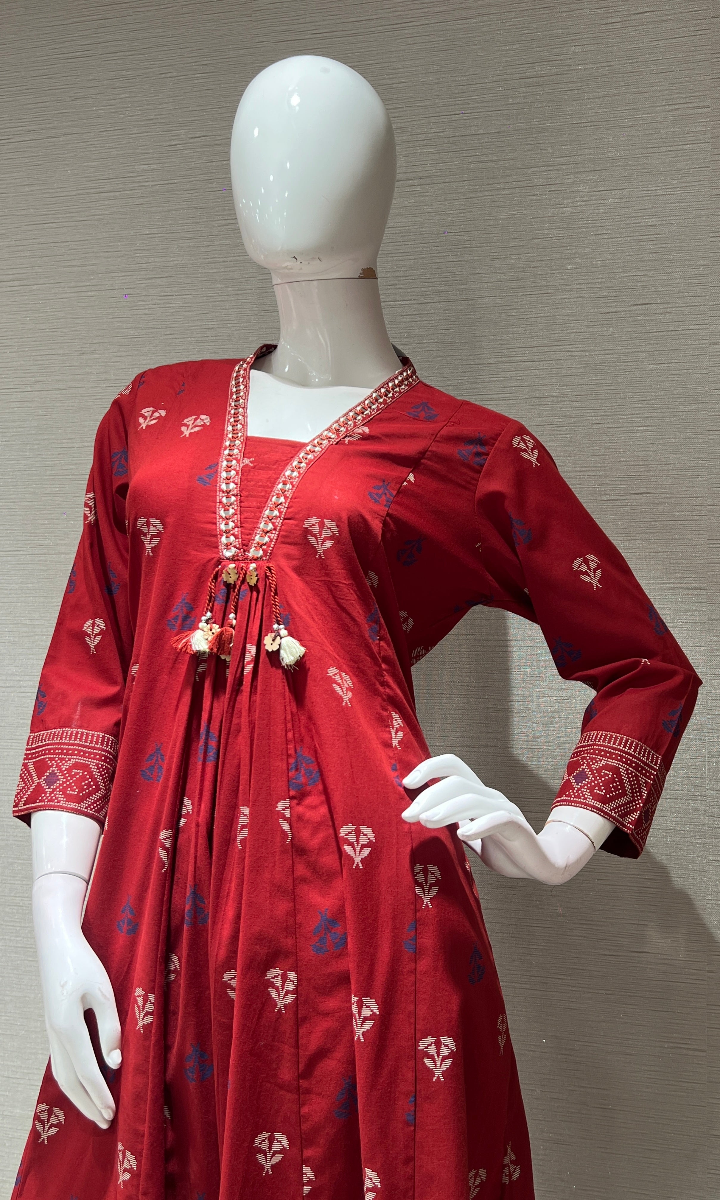 Maroon ETHNIC MOTIF PRINTED KURTA SET