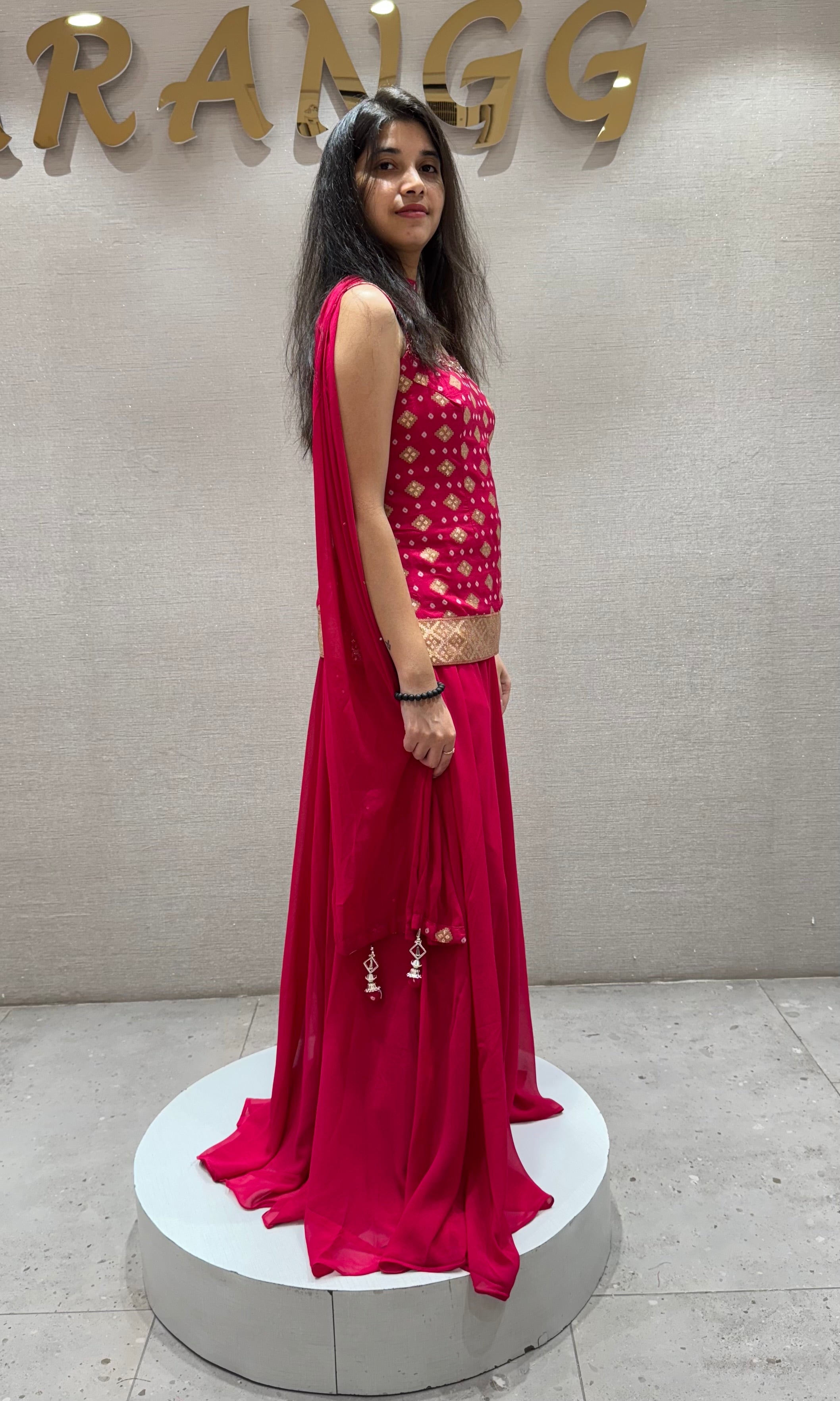 Rani pink EMBROIDERED SHARARA SET