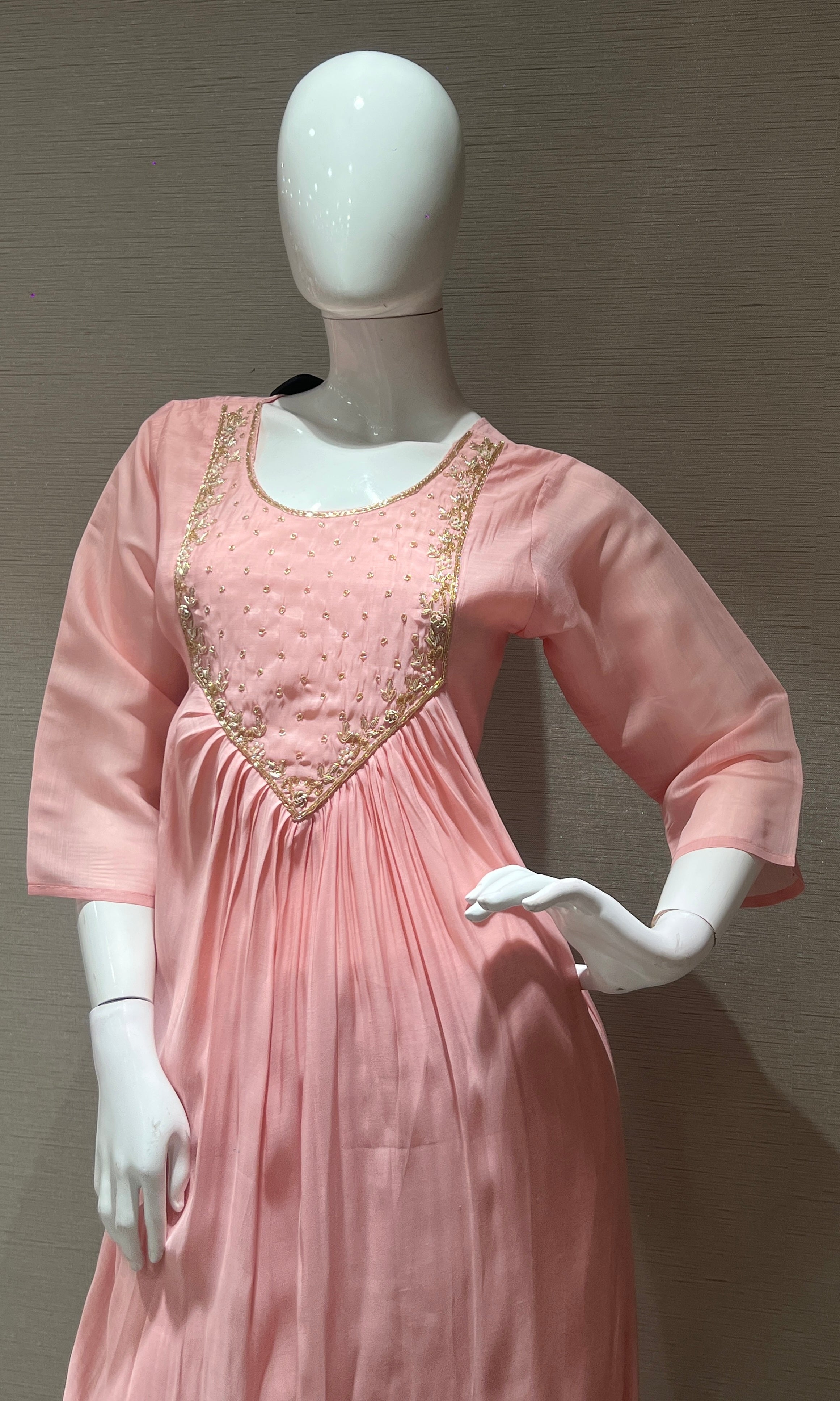 Onion pink MUL CHANDERI kurta set