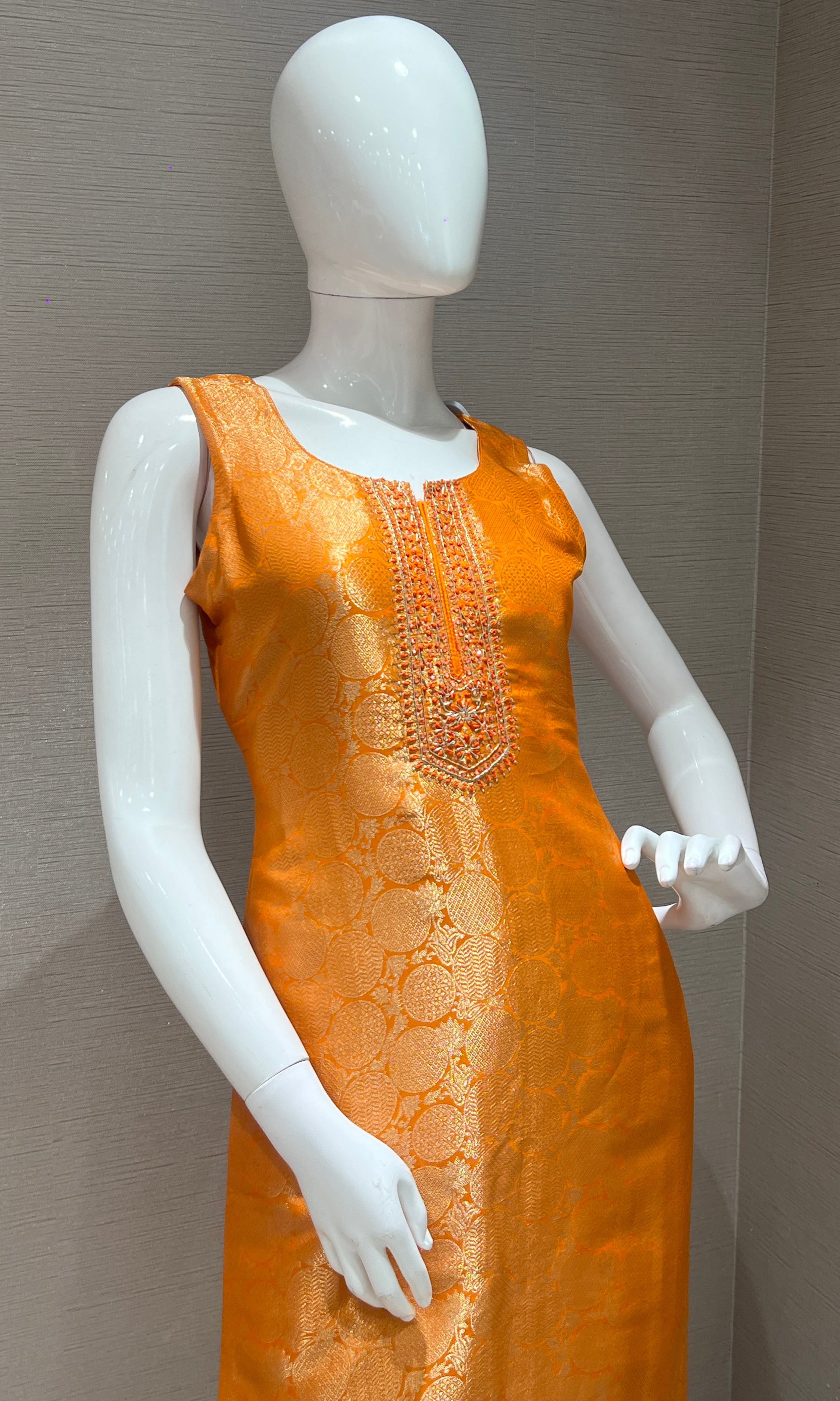Orange and gold Embellished kurta set