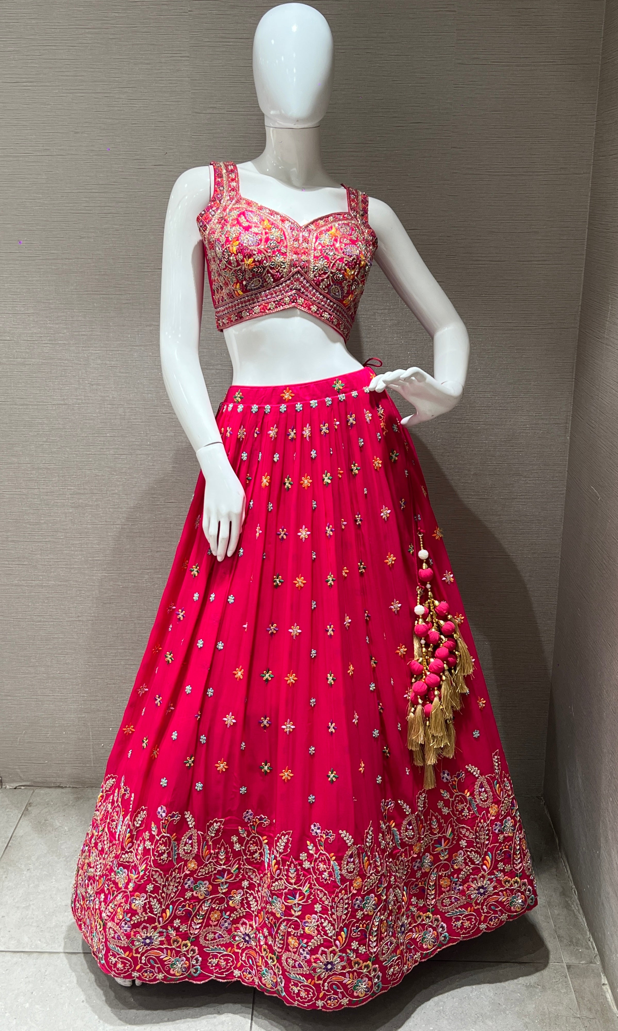 PINK LEHENGA CHOLI WITH INTRICATE EMBROIDERY