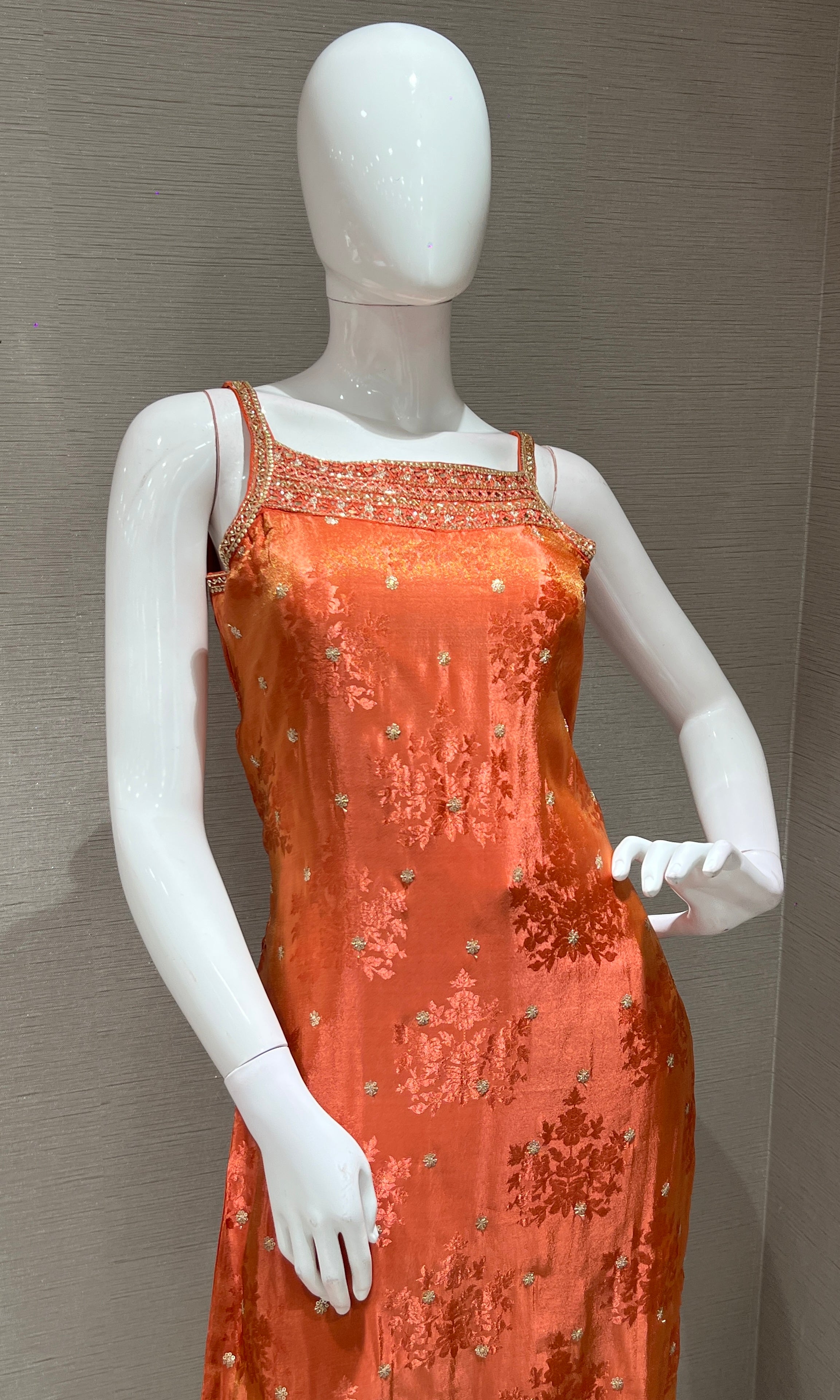 Rust AND GOLD EMBROIDERED kurta set