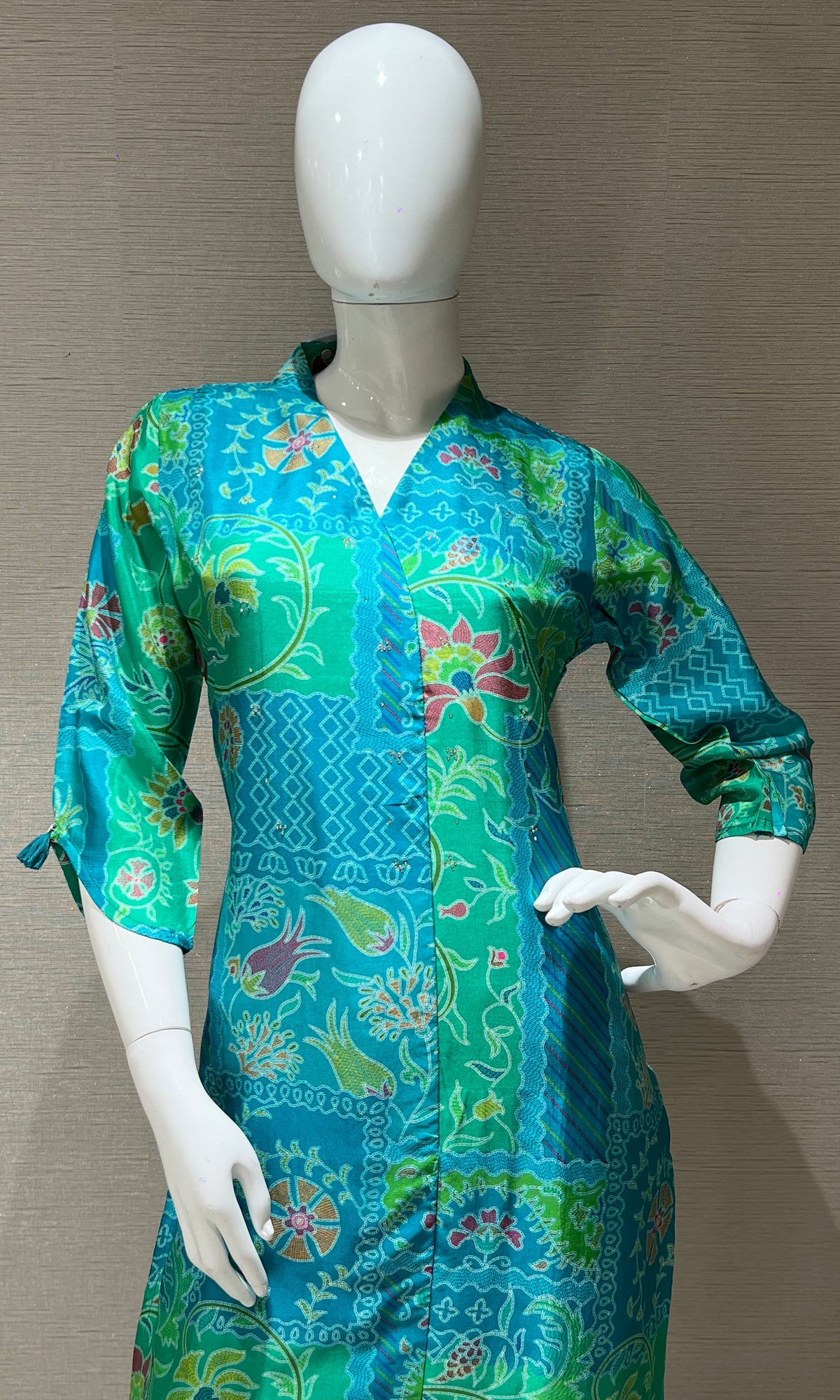 green printed kurti top