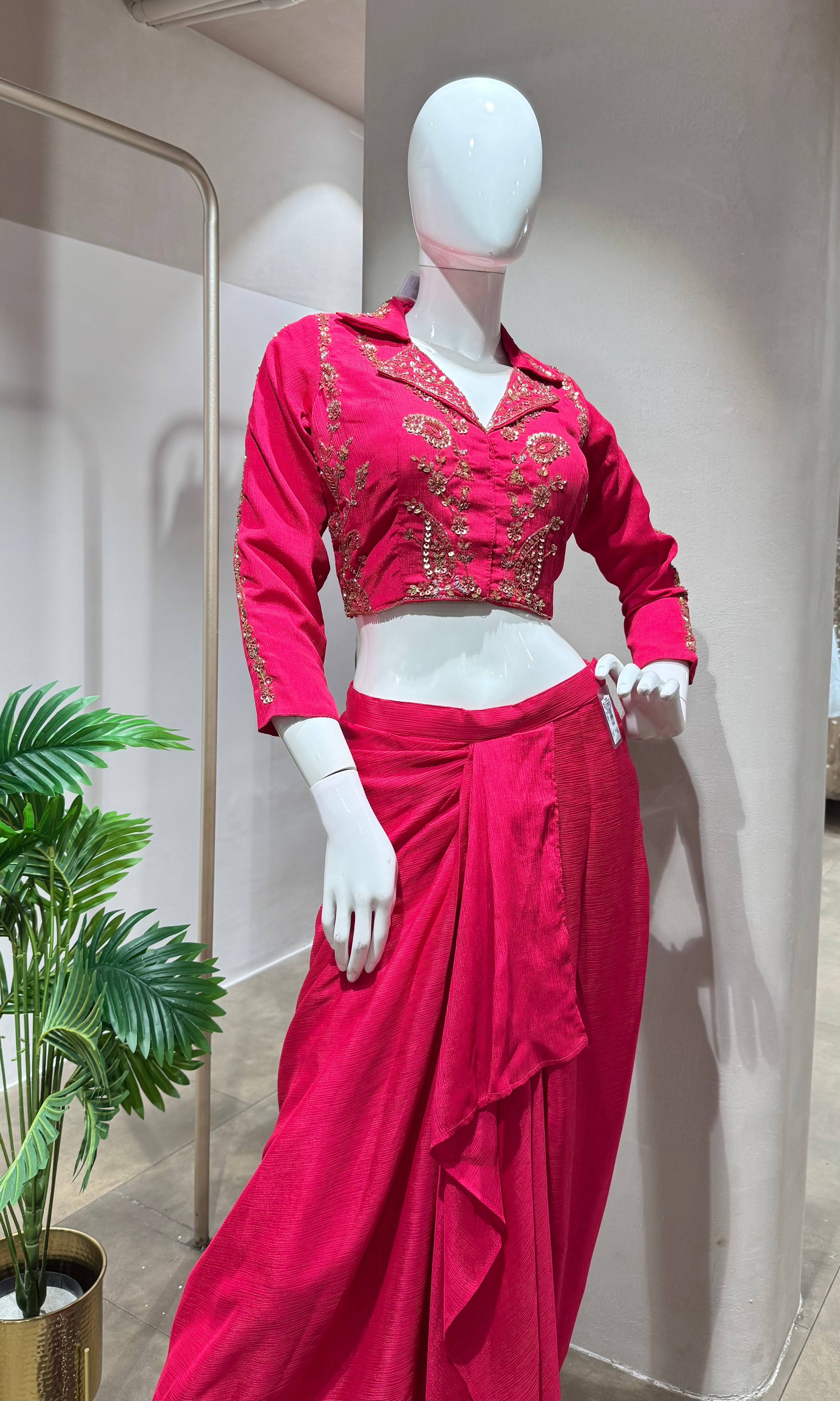 RANI PINK DRAPE SKIRT WITH BLOUSE
