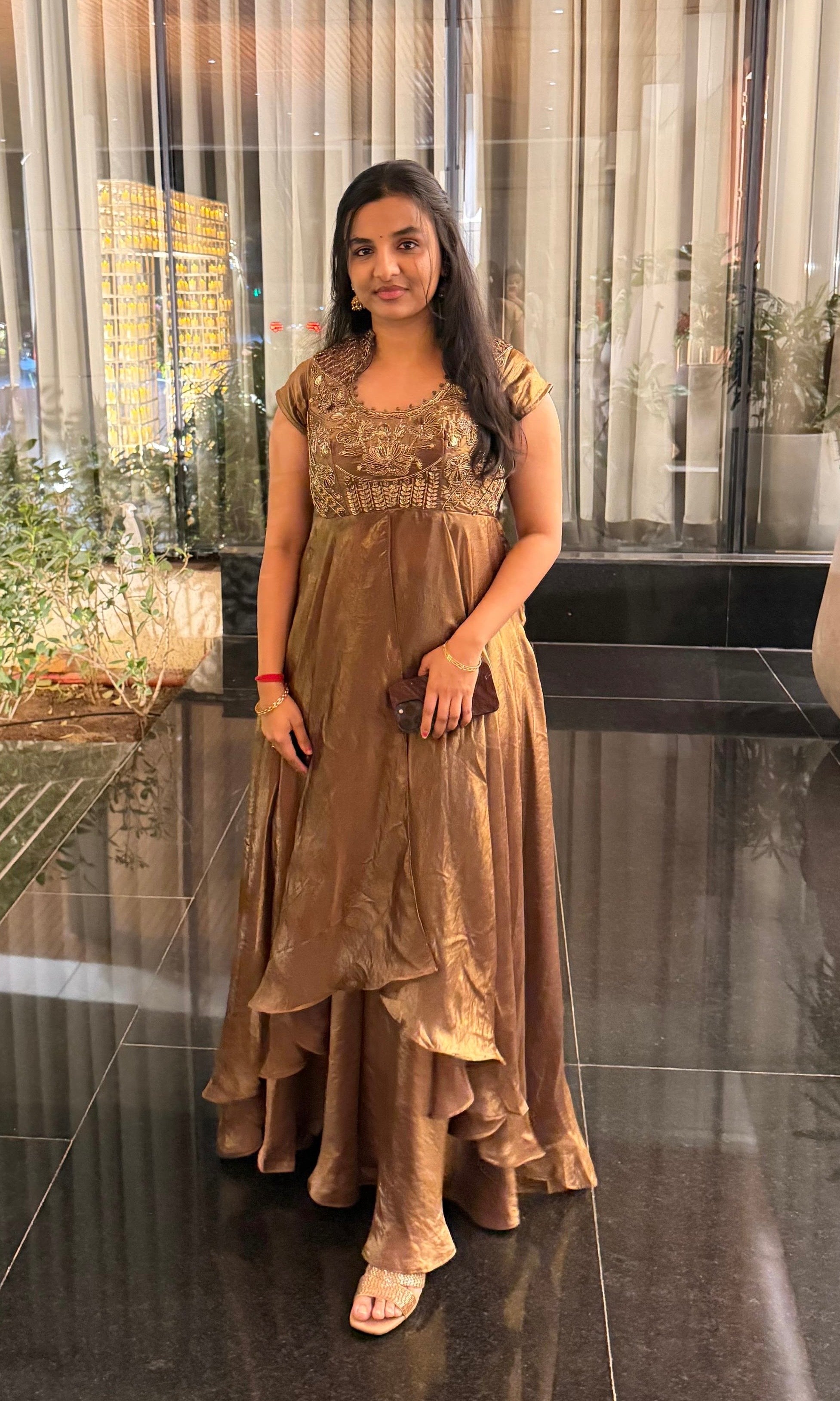 Brown FRONT SLIT PALAZZO SET