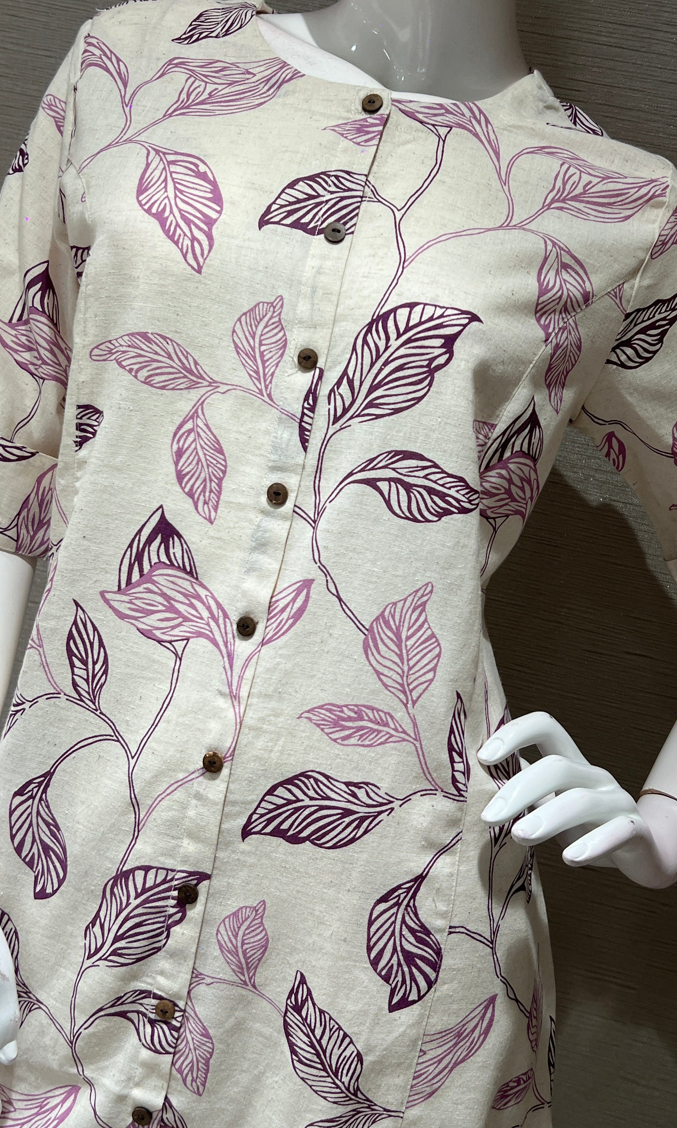 Purple FLORAL PRINT KURTI WITH BOTTOM