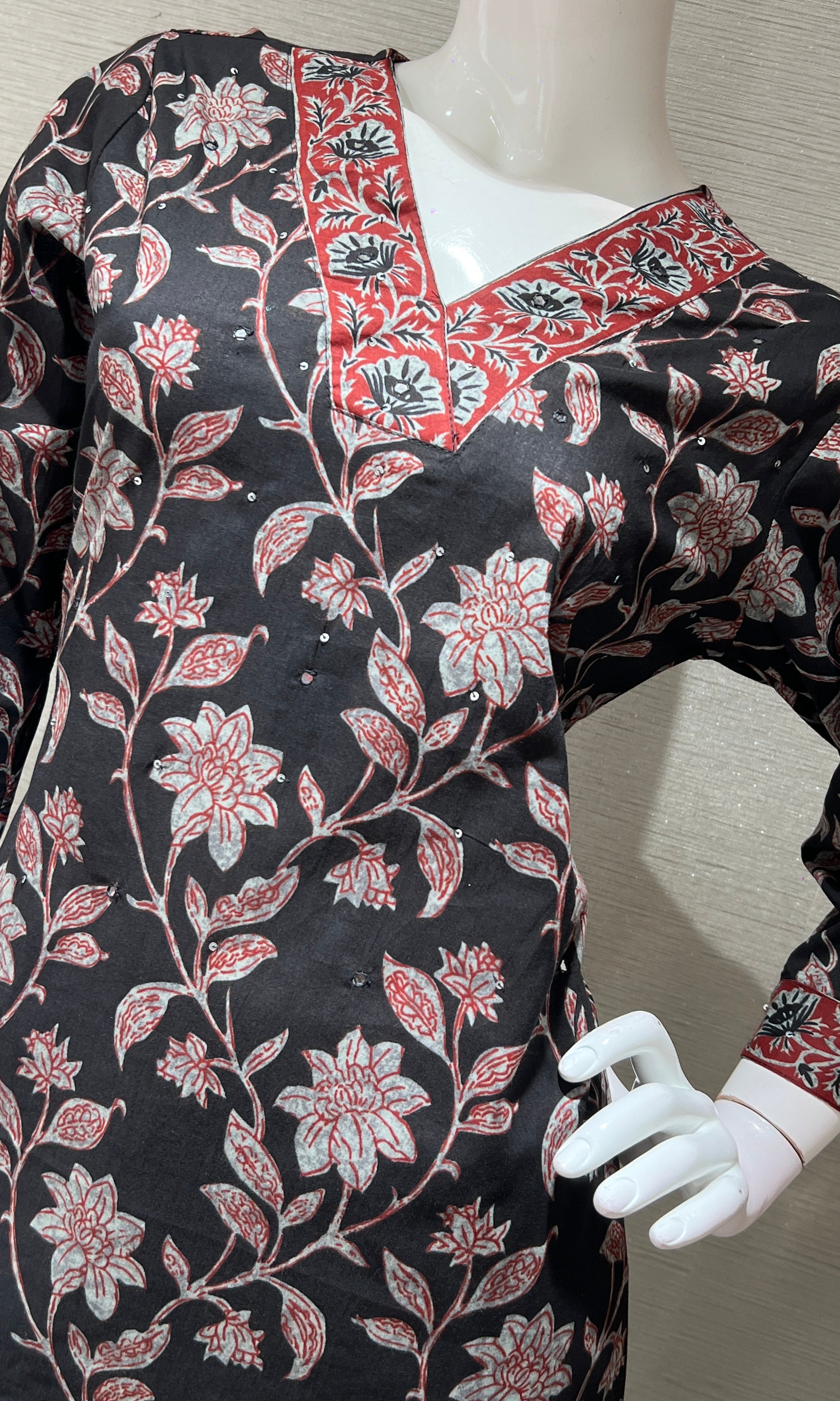 Black FLORAL PRINT kurta set