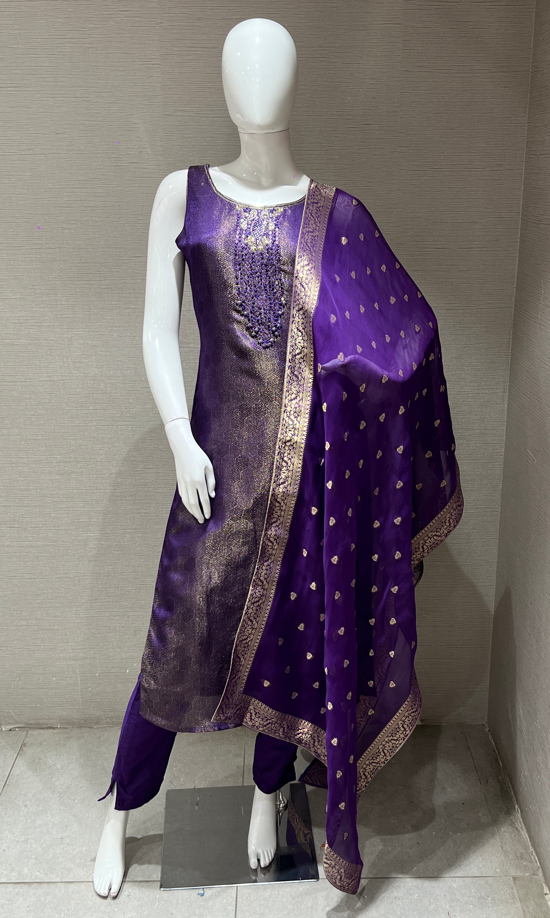 Purple Embroidered Kurta Set