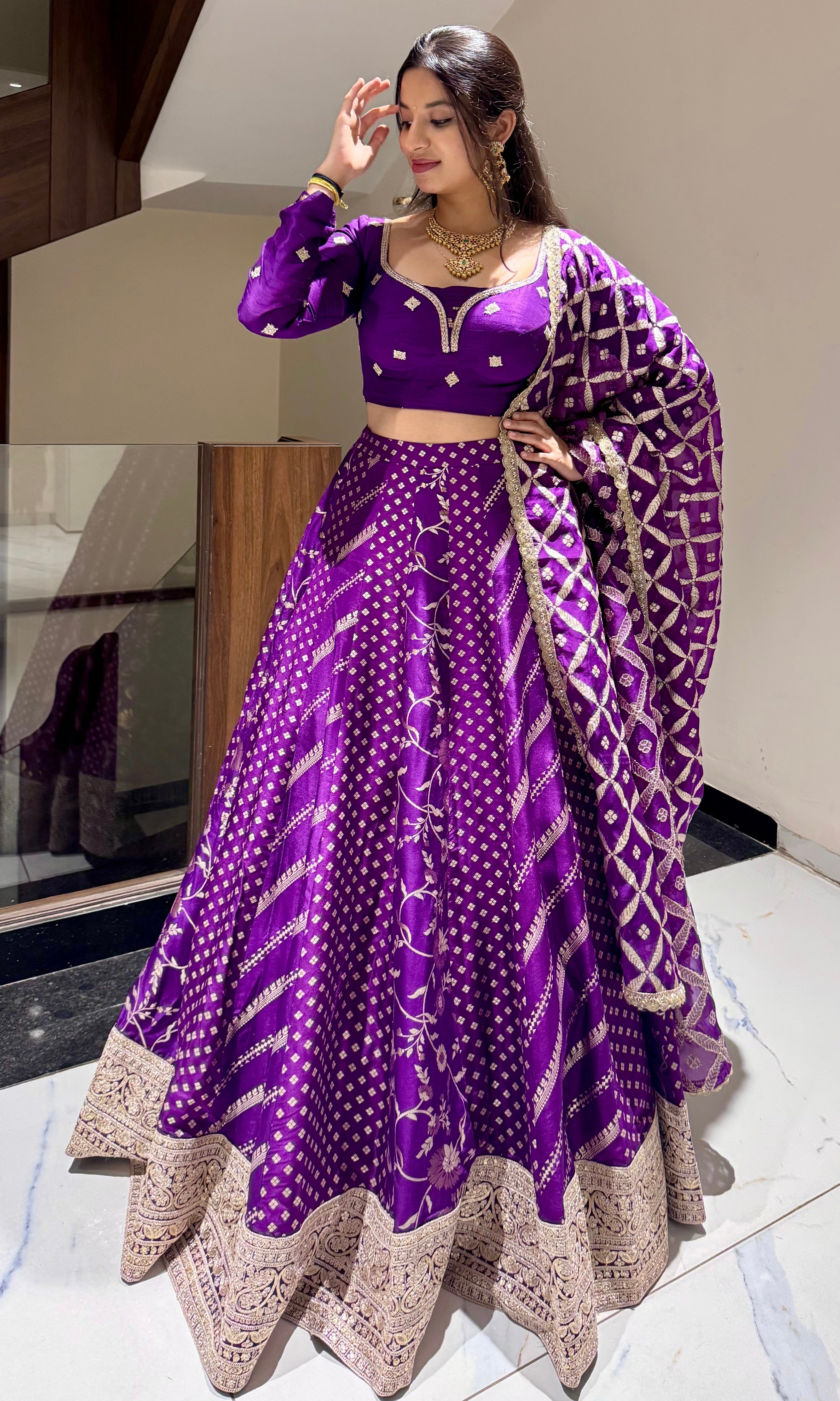 Purple Banarasi Lehenga