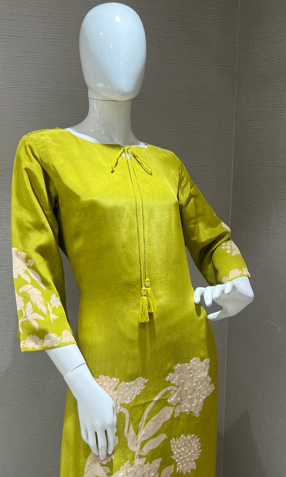 Olive Green Floral Kurti top