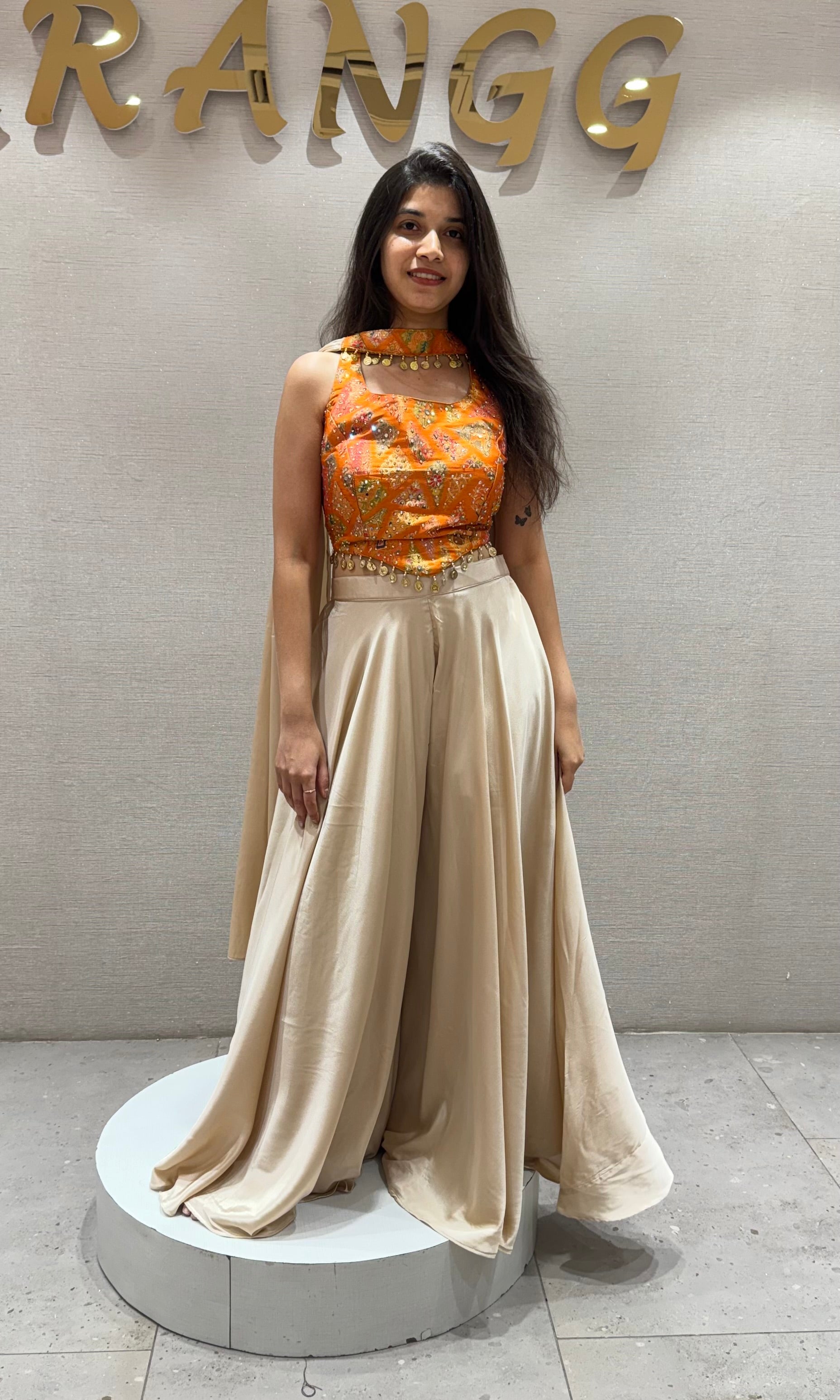 MUSTARD YELLOW Embroidered Palazzo