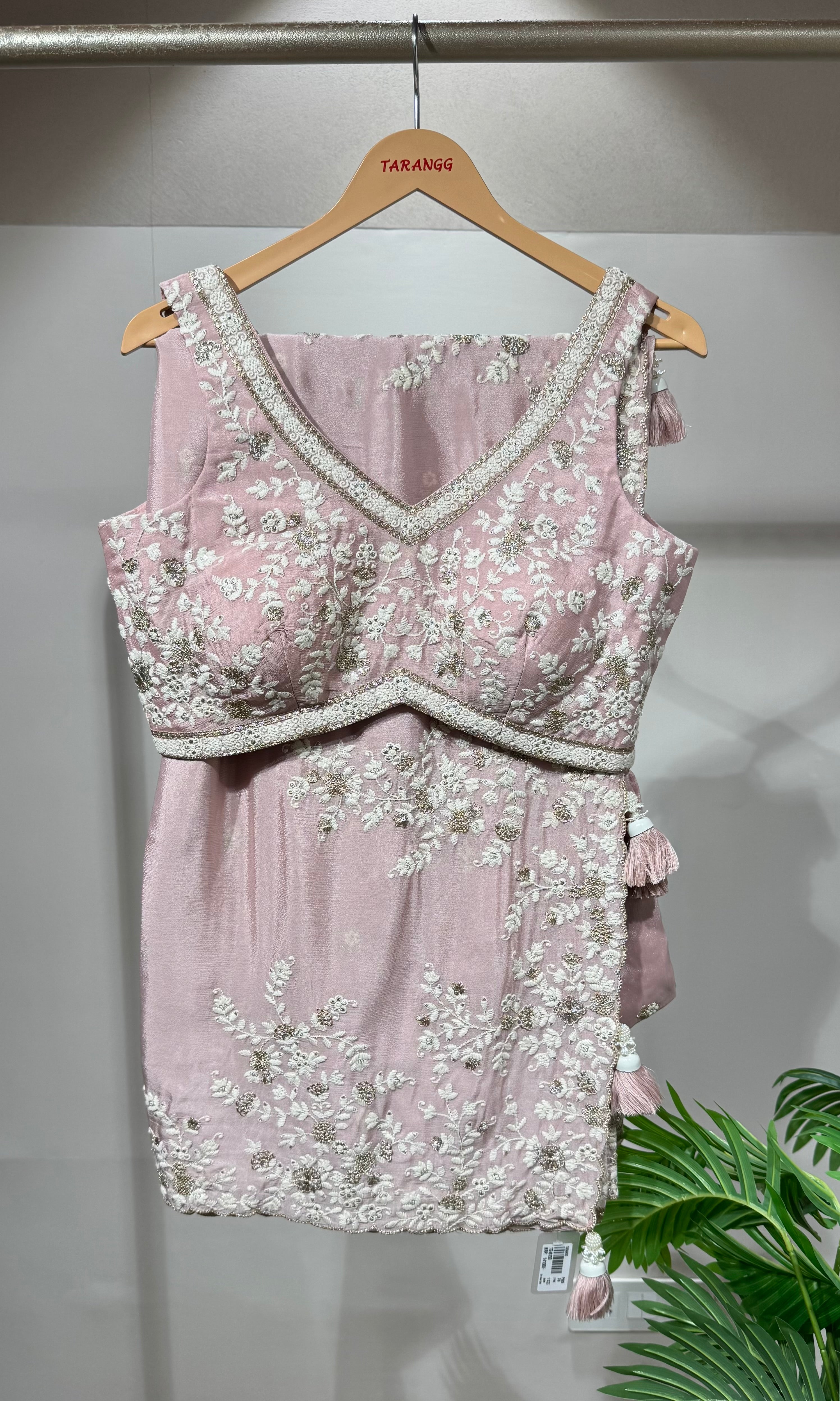 Onion pink FLORAL saree with blouse
