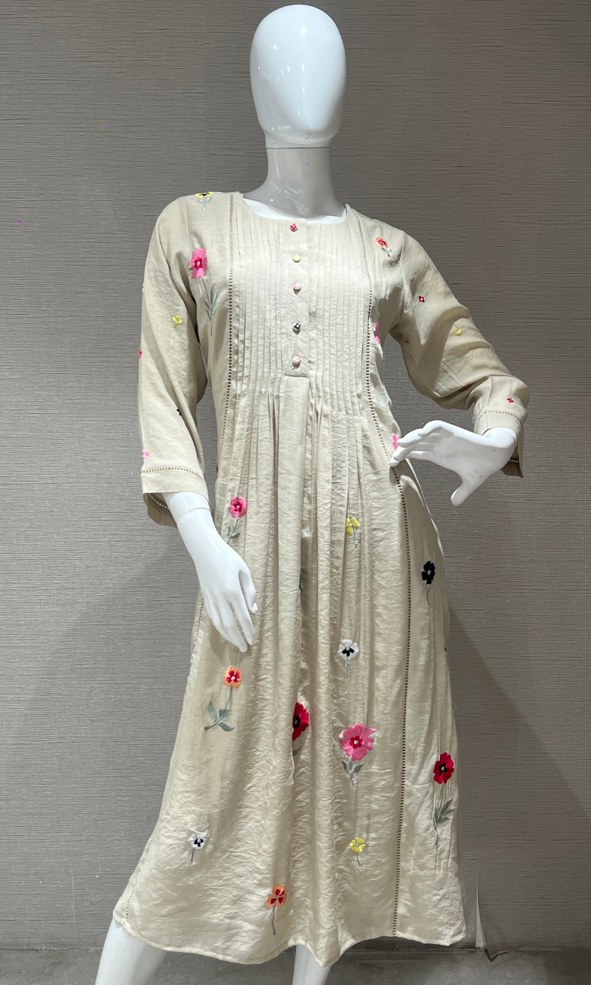 Grey Floral Anarkali top