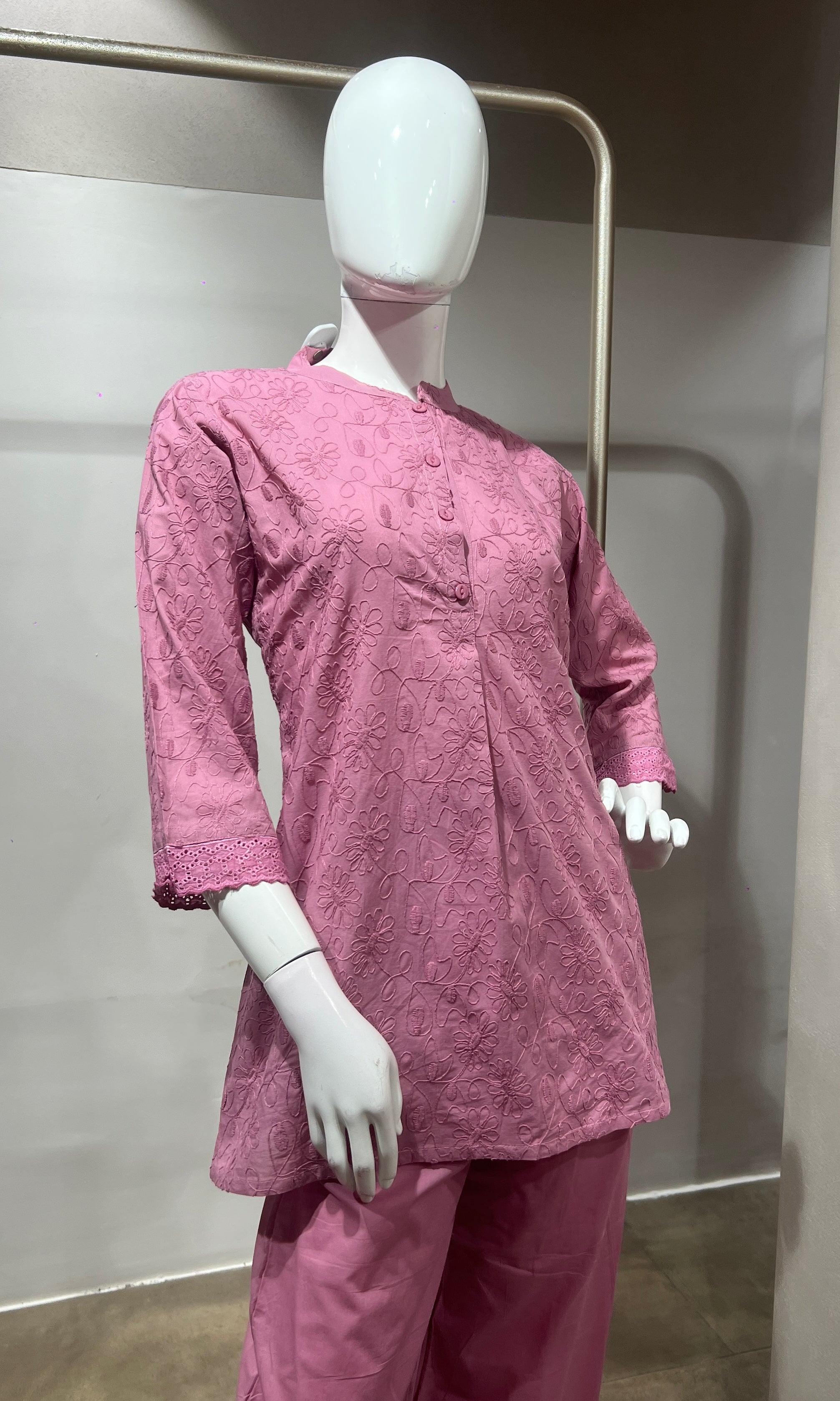 Light wine Cotton Ethnic Co-ord Set