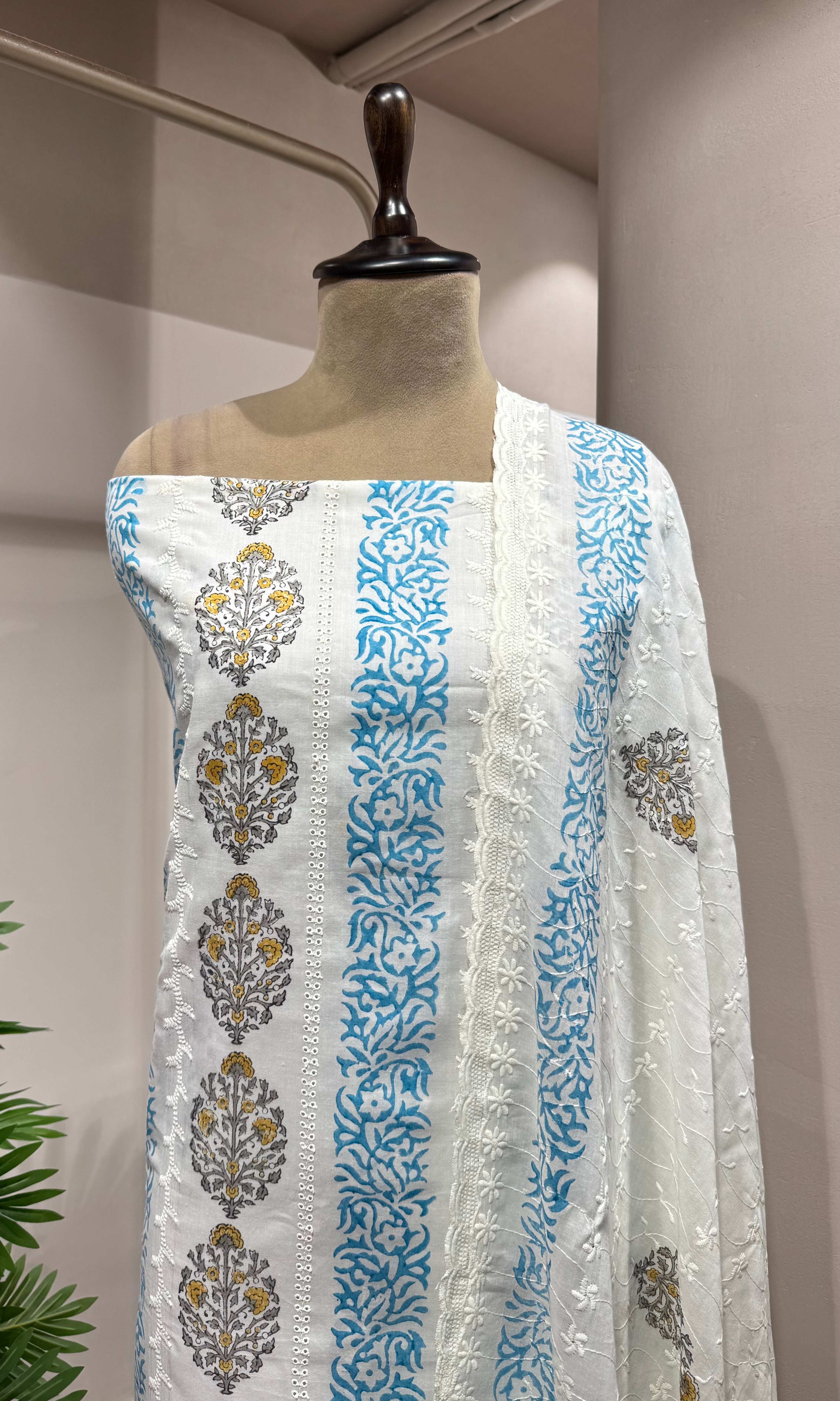 Blue Floral Printed DRESS MATERIAL