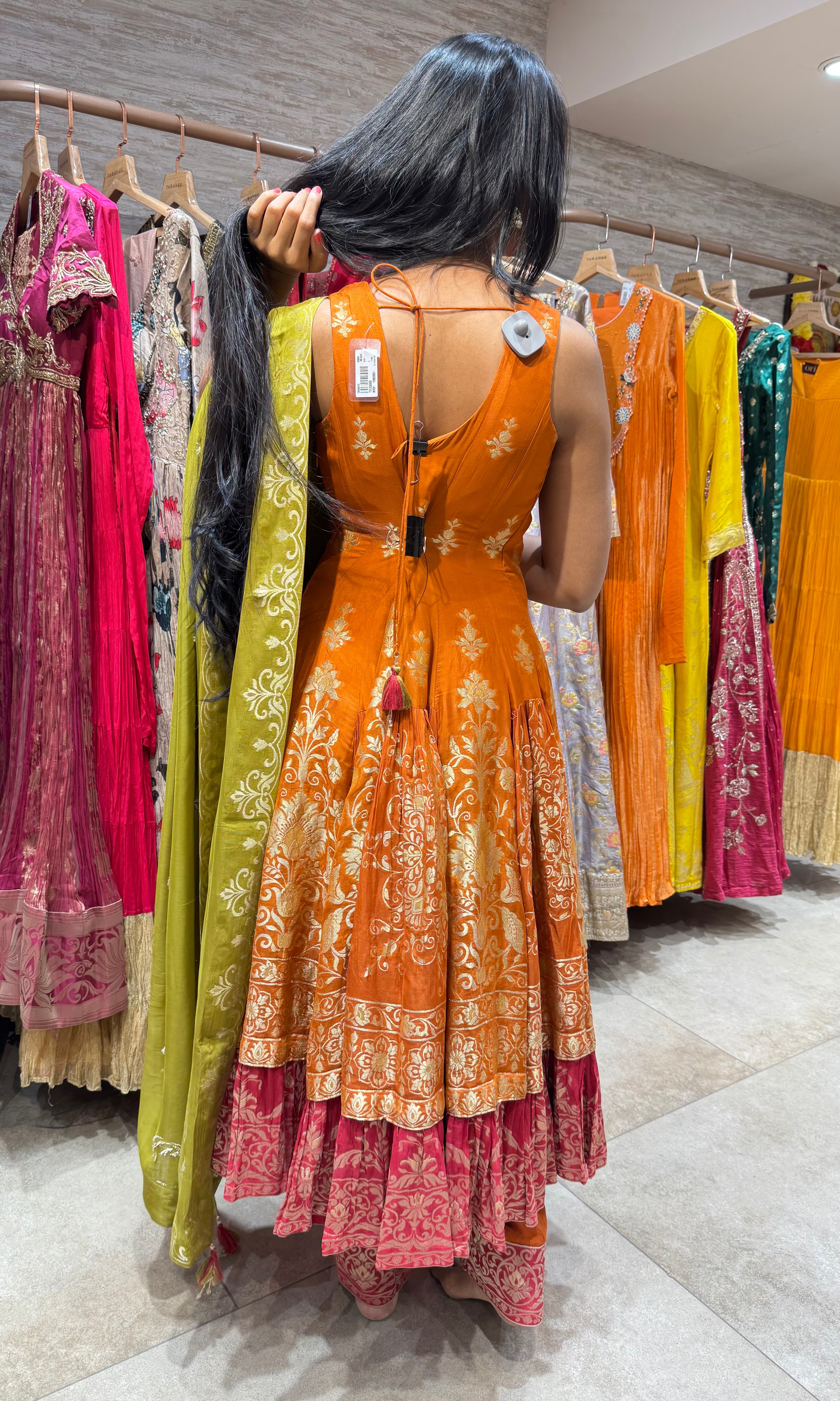 RUST GOLDEN EMBROIDERY ANARKALI SET