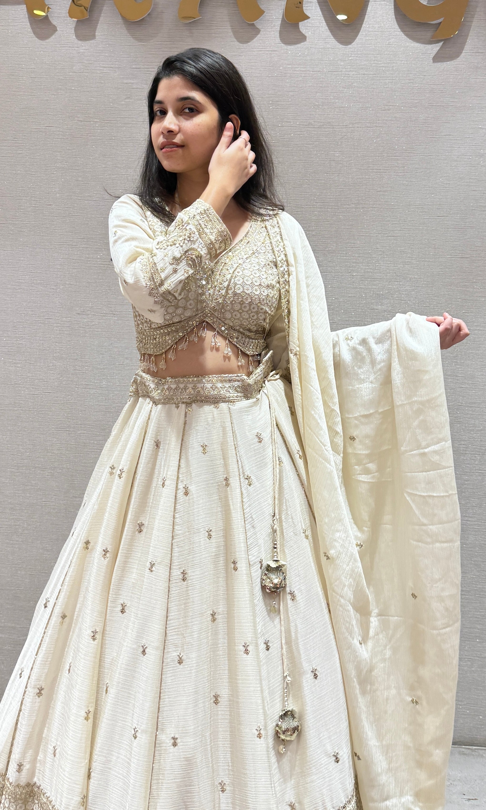 Cream Lehenga