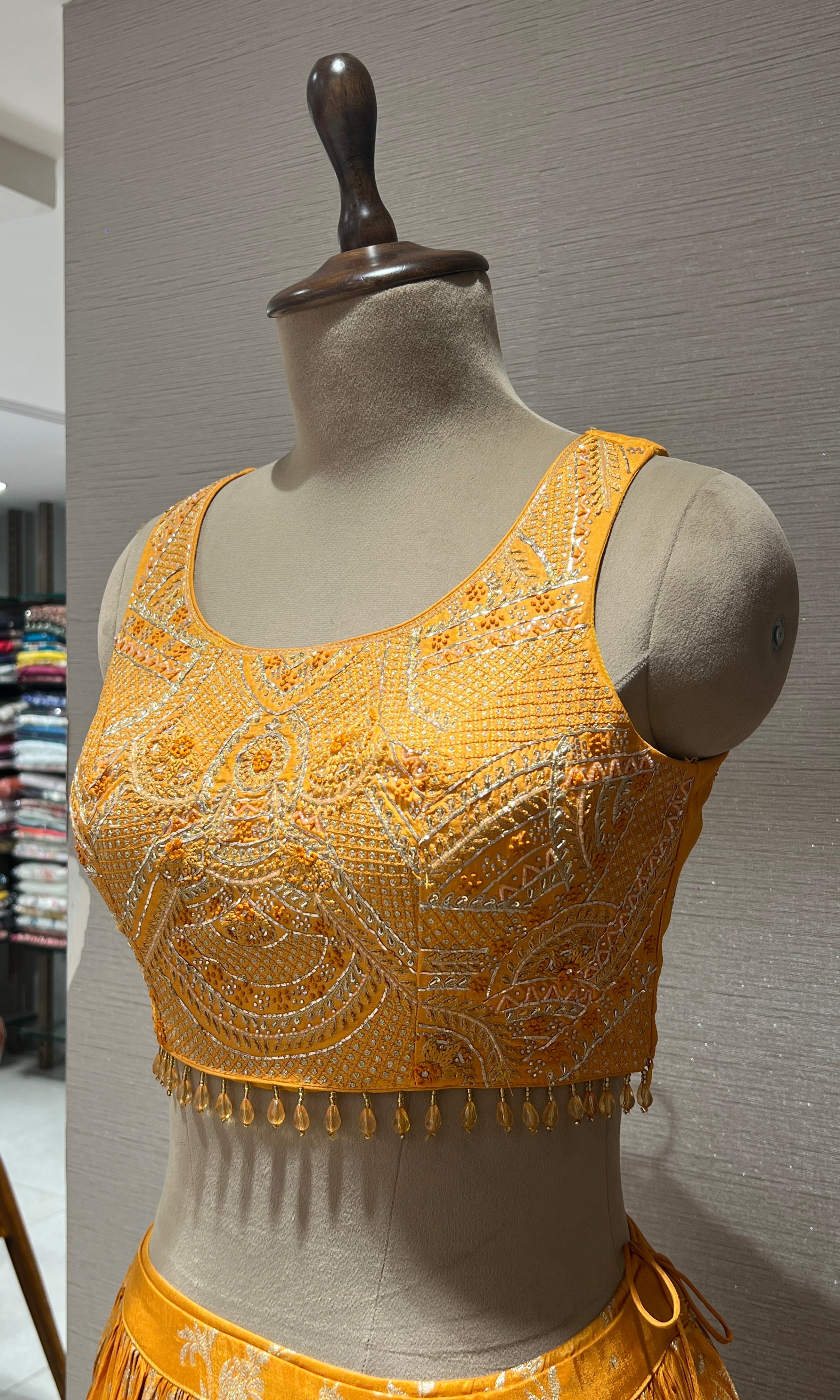 Elegant Yellow Lehenga with sheer dupatta