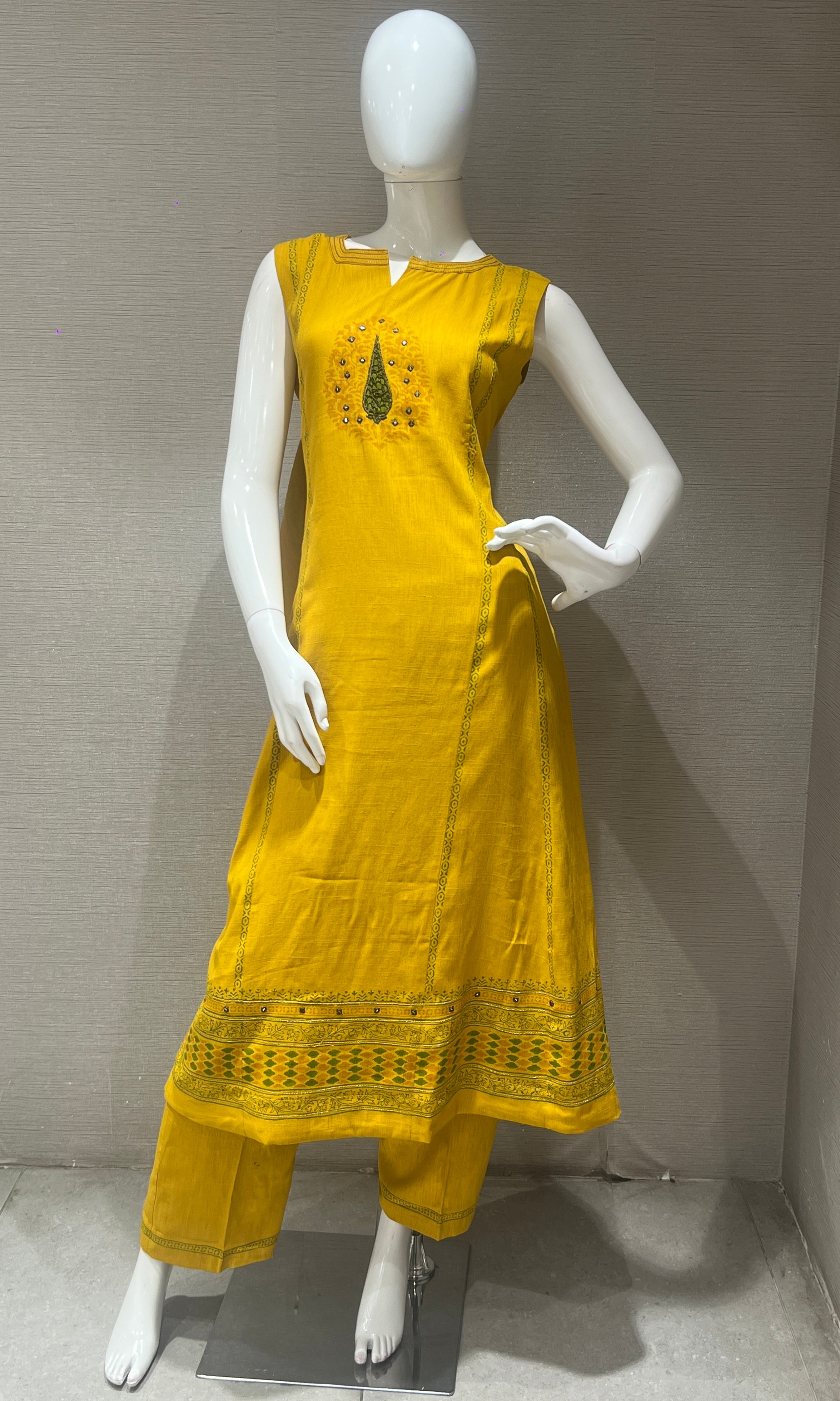 yellow Kurti top with bottom