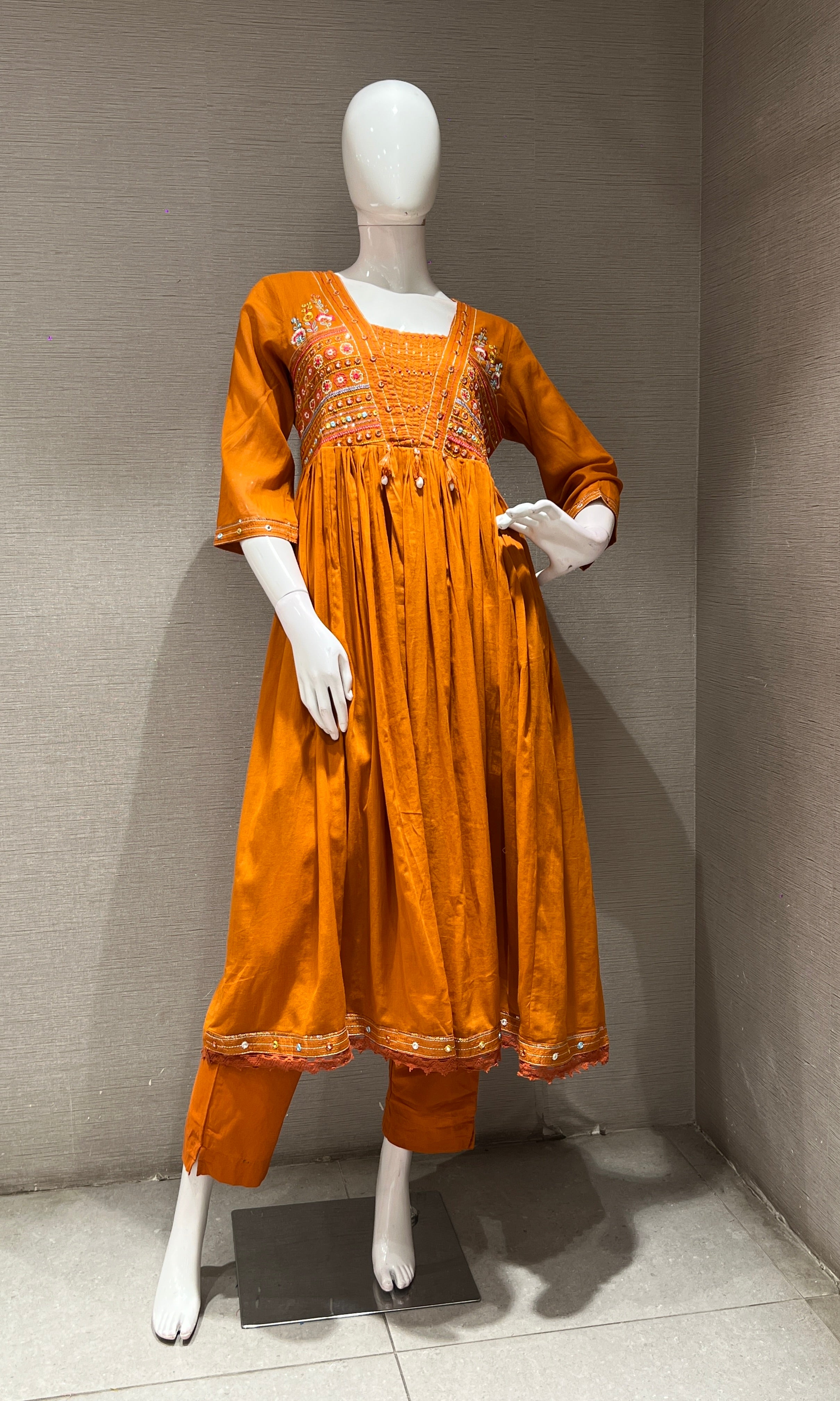 Rust EMBROIDERED KURTA SET