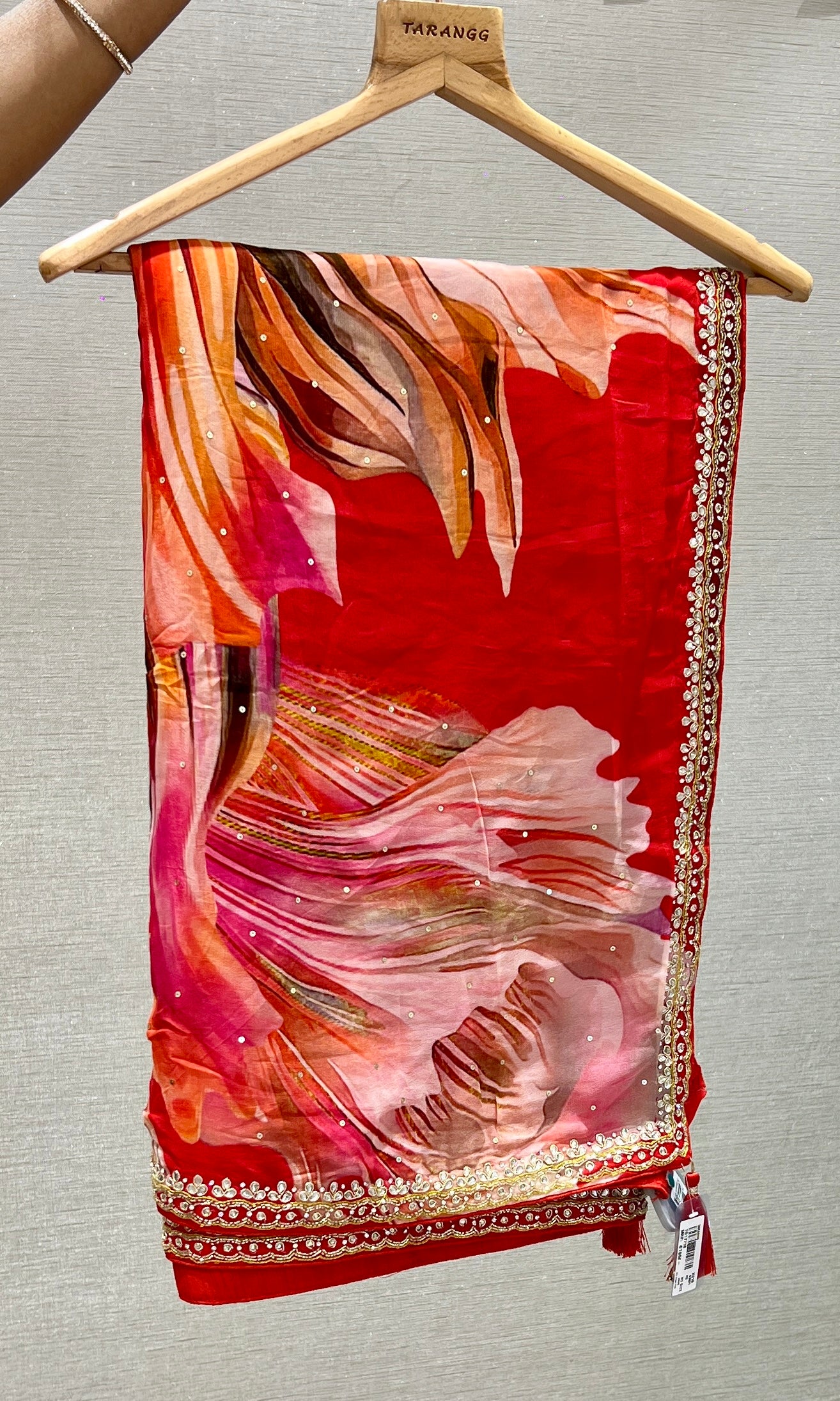 Scarlet Flame Flow Saree